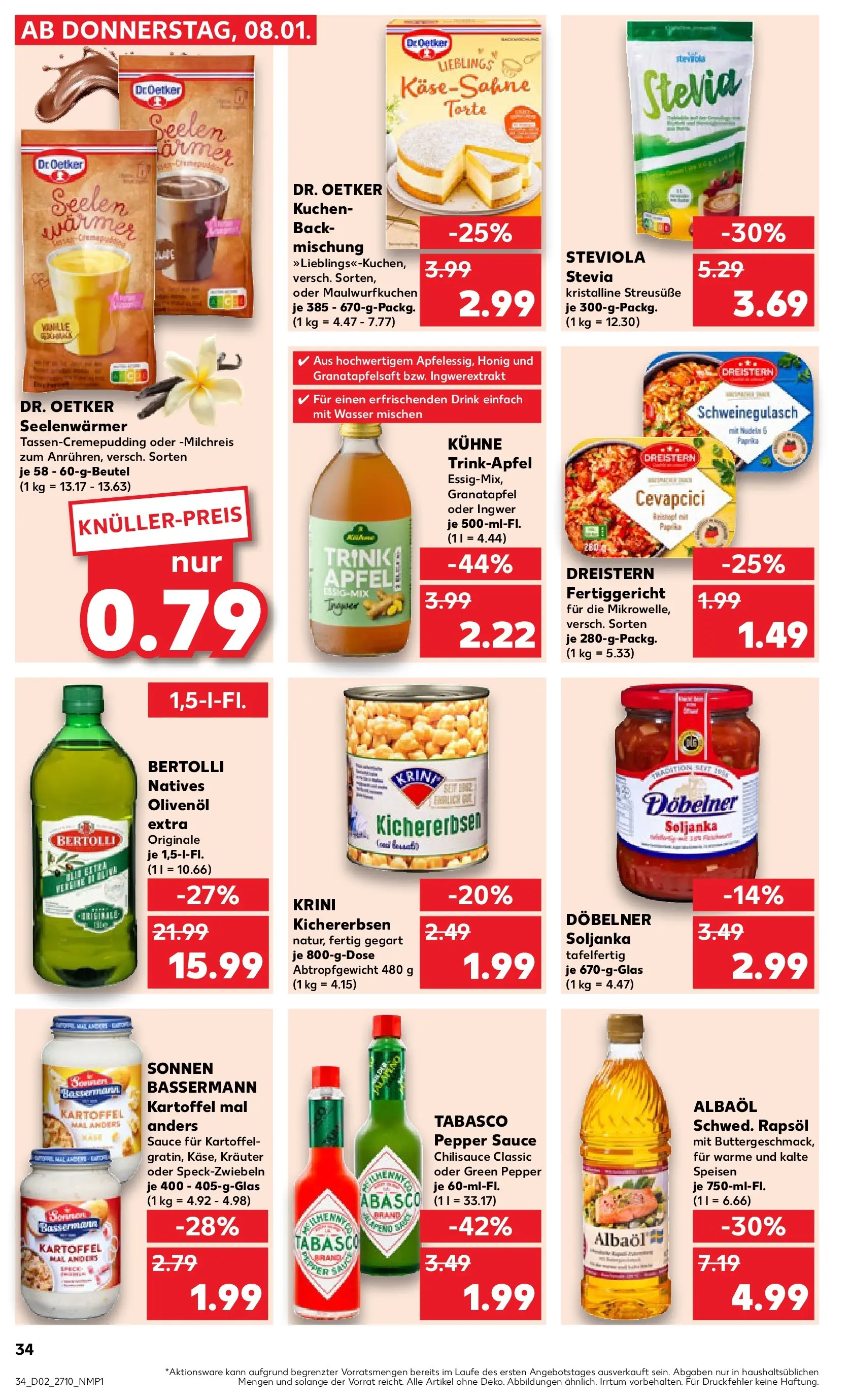 Prospekt Kaufland ab 08.01.2026 » Angebote Online zum Blättern | Seite: 34 | Produkte: Rapsöl, Olivenol, Äpfel, Kuchen