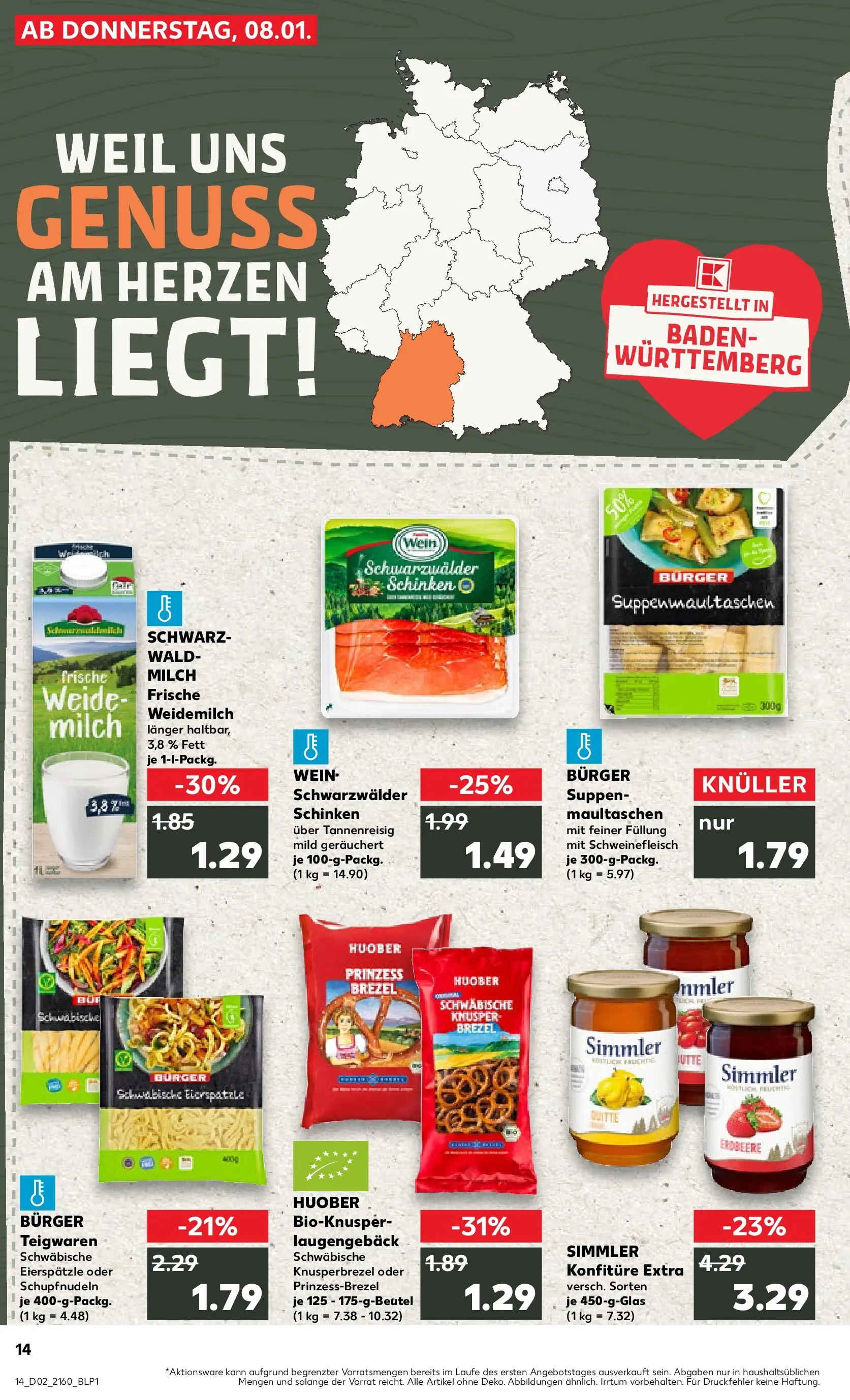 Prospekt Kaufland ab 08.01.2026 » Angebote Online zum Blättern | Seite: 14 | Produkte: Pasta, Wein, Schweinefleisch, Maultaschen