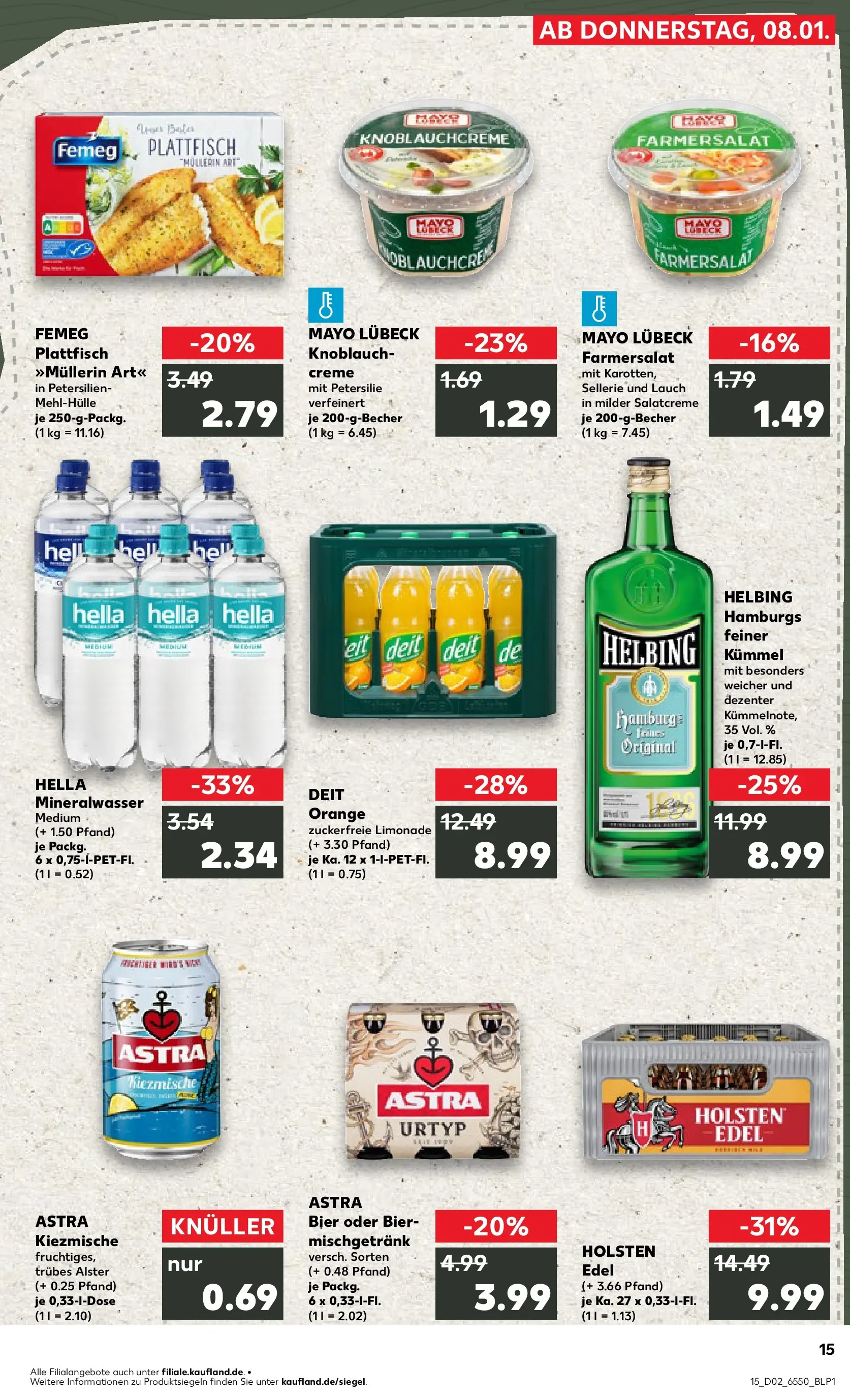 Prospekt Kaufland ab 08.01.2026 » Angebote Online zum Blättern | Seite: 15 | Produkte: Holsten edel, Limonade, Creme, Hella