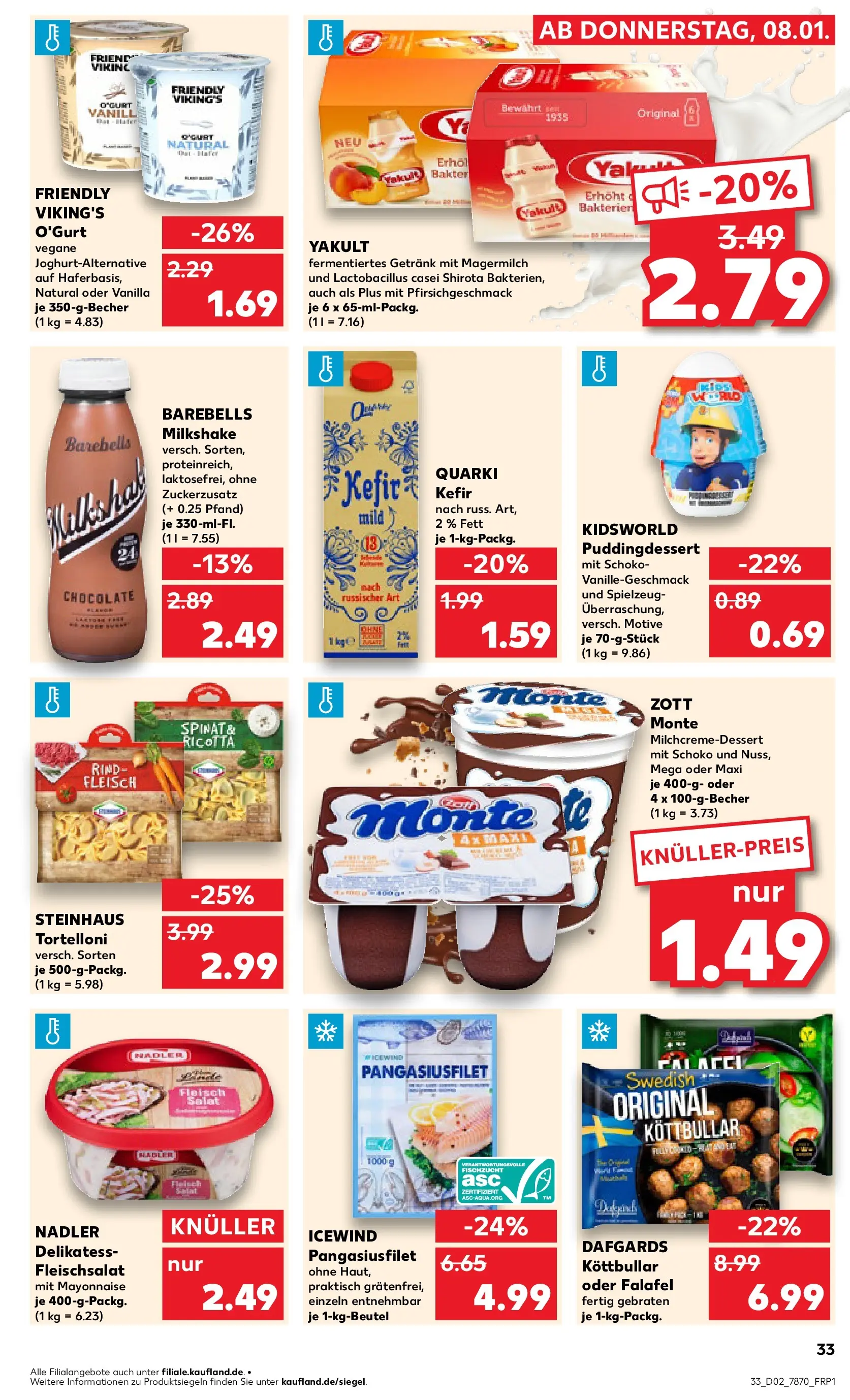 Prospekt Kaufland ab 08.01.2026 » Angebote Online zum Blättern | Seite: 33 | Produkte: Kefir, Mayonnaise, BH, Salat