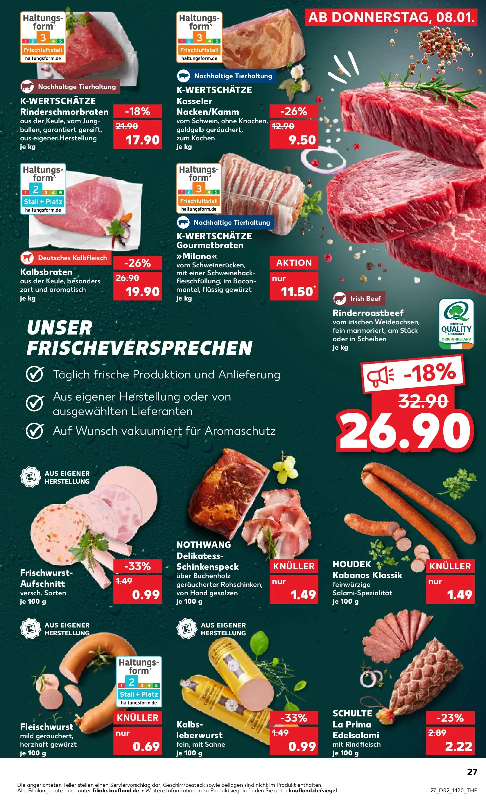 Prospekt Kaufland ab 08.01.2026 » Angebote Online zum Blättern | Seite: 27 | Produkte: Salami, Rindfleisch, Sahne