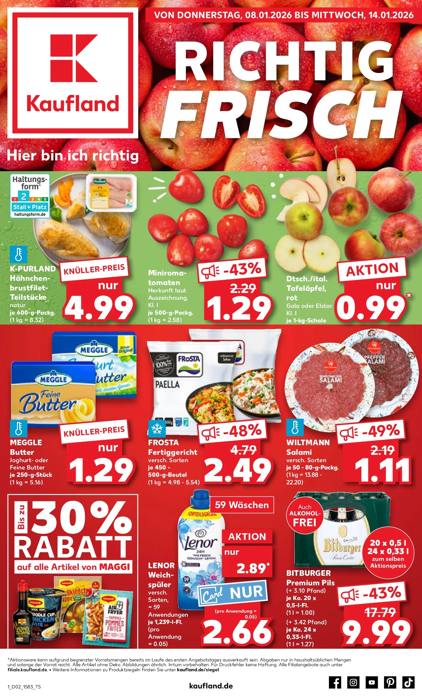 Prospekt Kaufland ab 08.01.2026 » Angebote Online zum Blättern | Seite: 1 | Produkte: Butter, Pils, Tomaten, Meggle butter