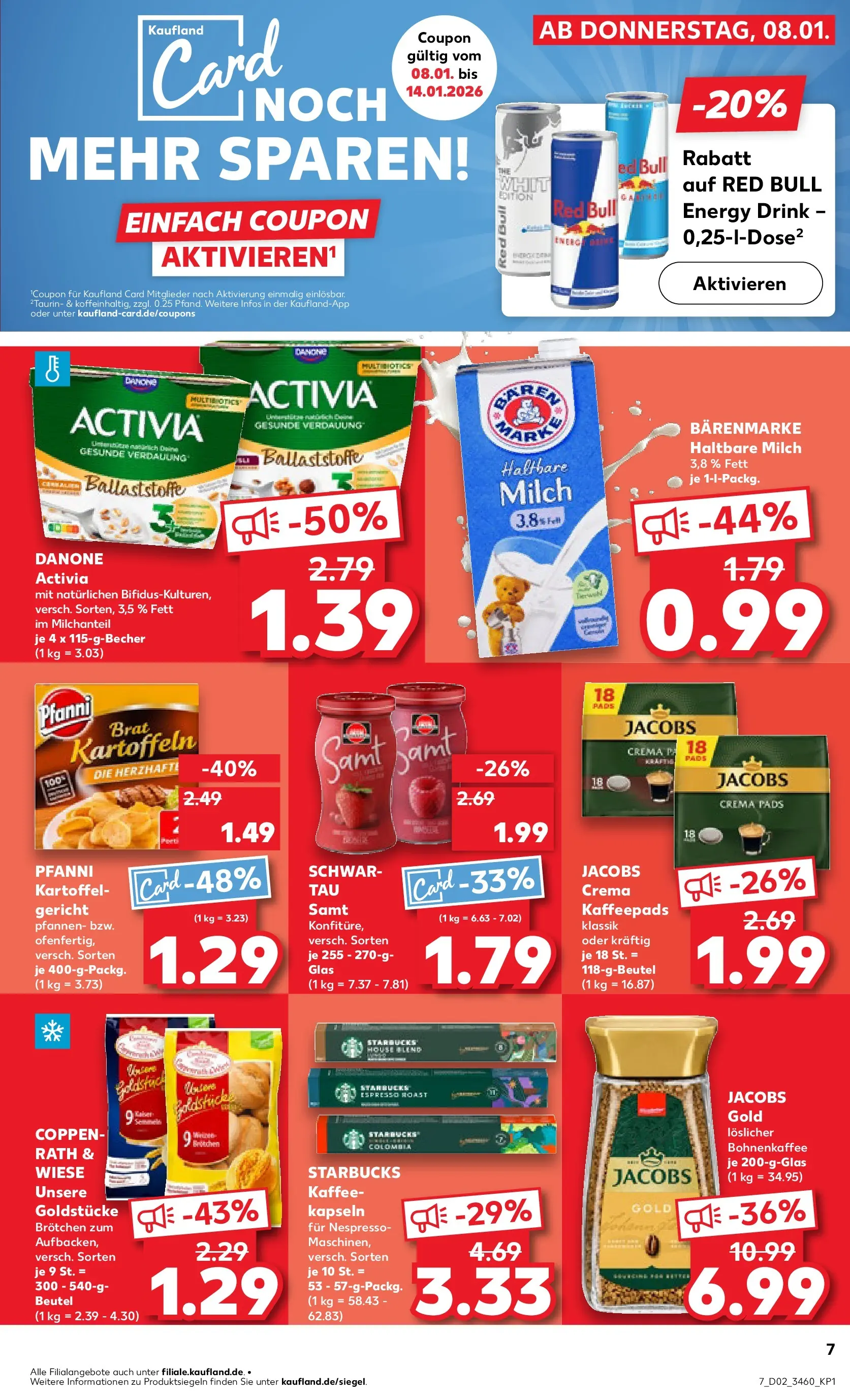 Prospekt Kaufland ab 08.01.2026 » Angebote Online zum Blättern | Seite: 7 | Produkte: Red bull, Kaffee, Haltbare milch, Kartoffeln