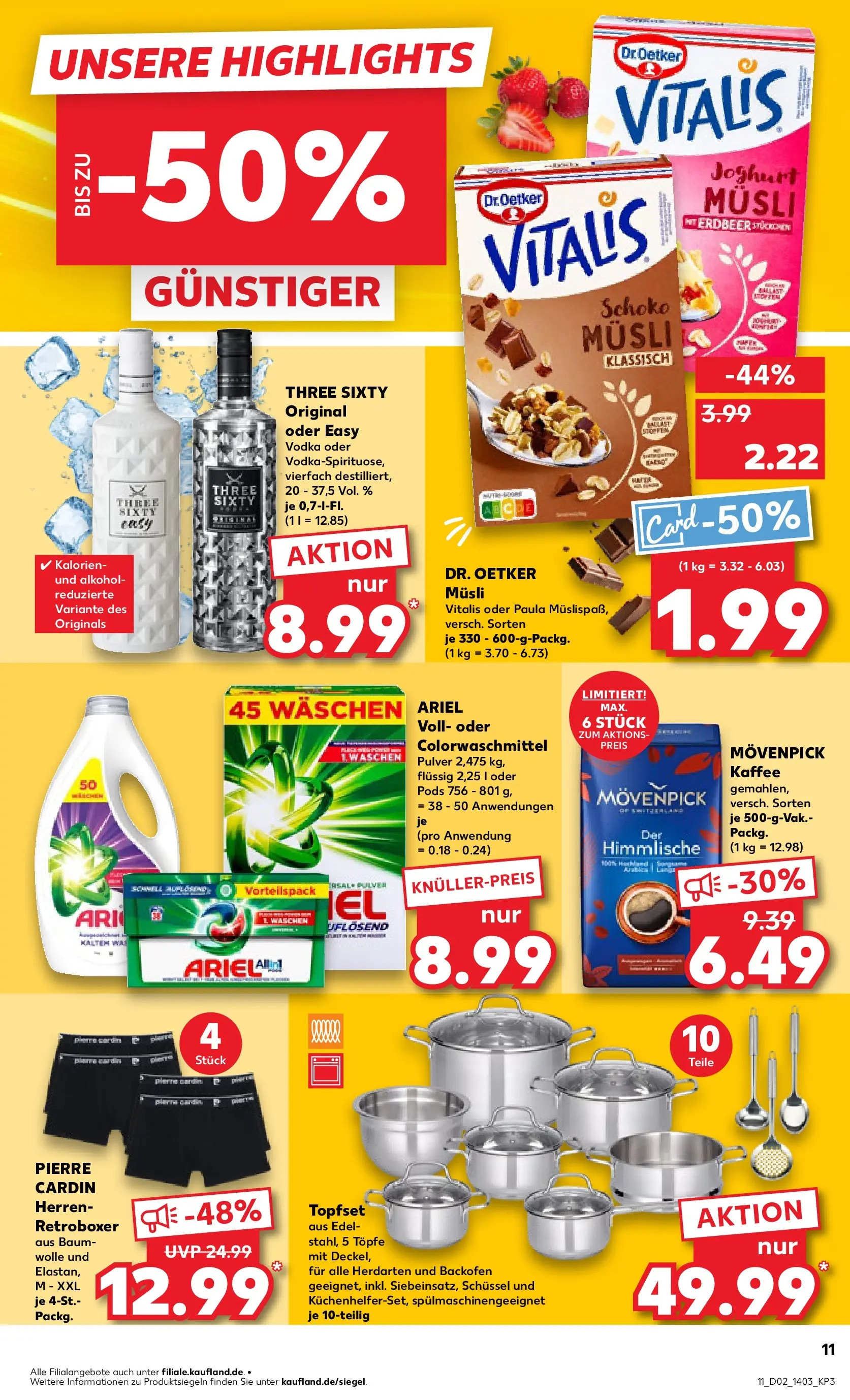 Prospekt Kaufland ab 08.01.2026 » Angebote Online zum Blättern | Seite: 11 | Produkte: Ariel, Movenpick kaffee, Boxer, Vodka