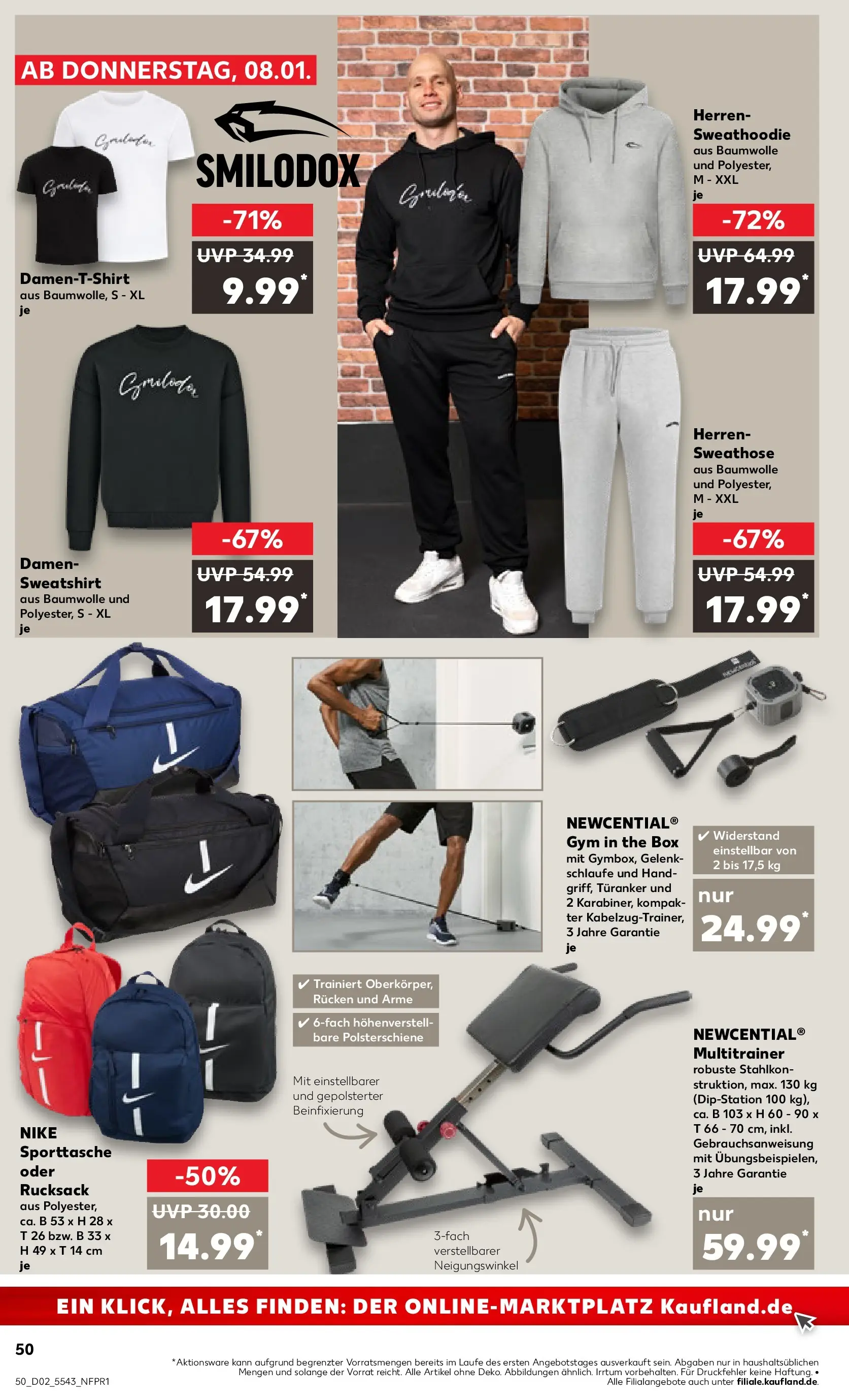 Prospekt Kaufland ab 08.01.2026 » Angebote Online zum Blättern | Seite: 50 | Produkte: Sweathose, T-Shirt, Box, Rucksack