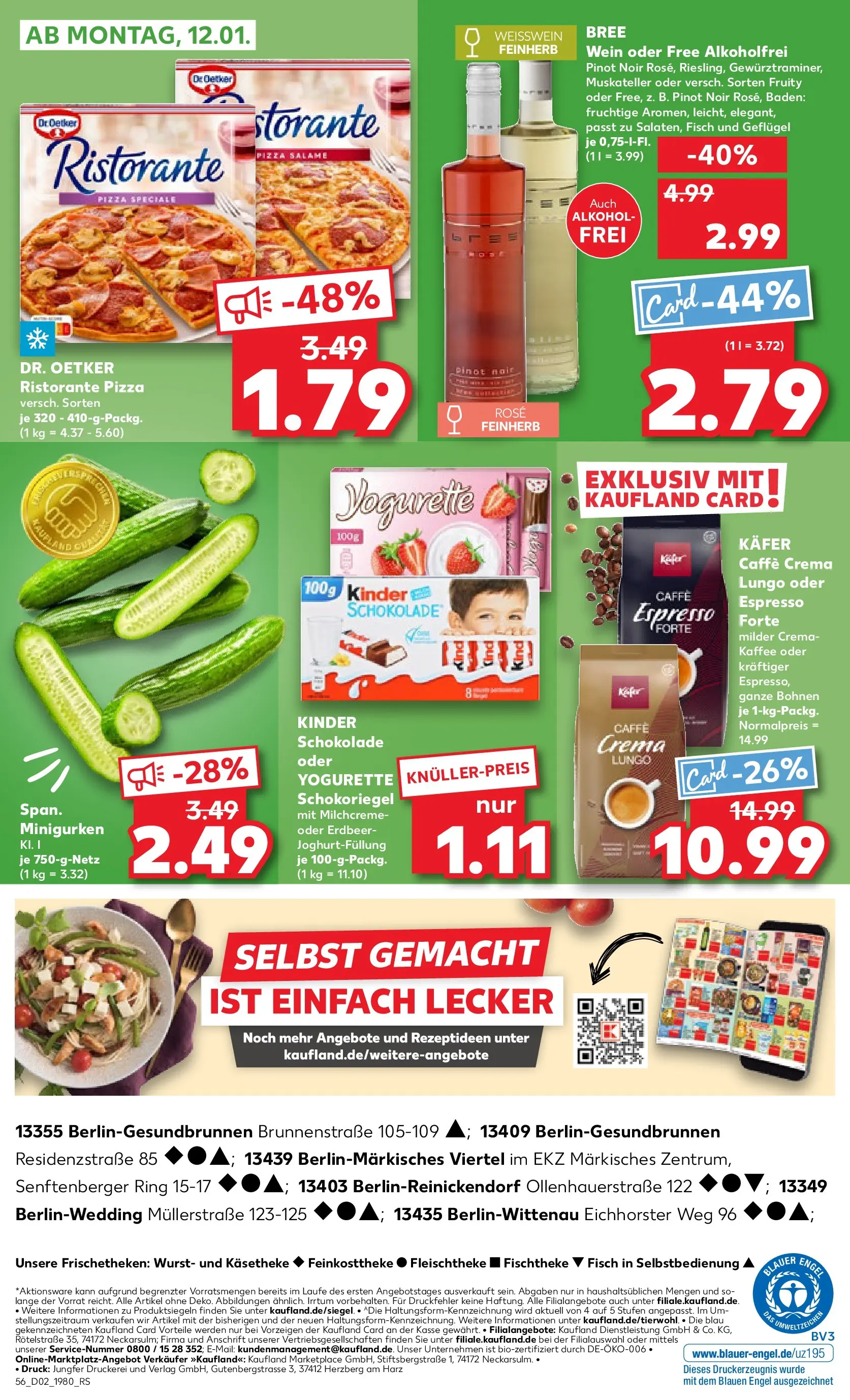 Prospekt Kaufland ab 08.01.2026 » Angebote Online zum Blättern | Seite: 56 | Produkte: Kinder schokolade, Weißwein, Fisch, Wurst