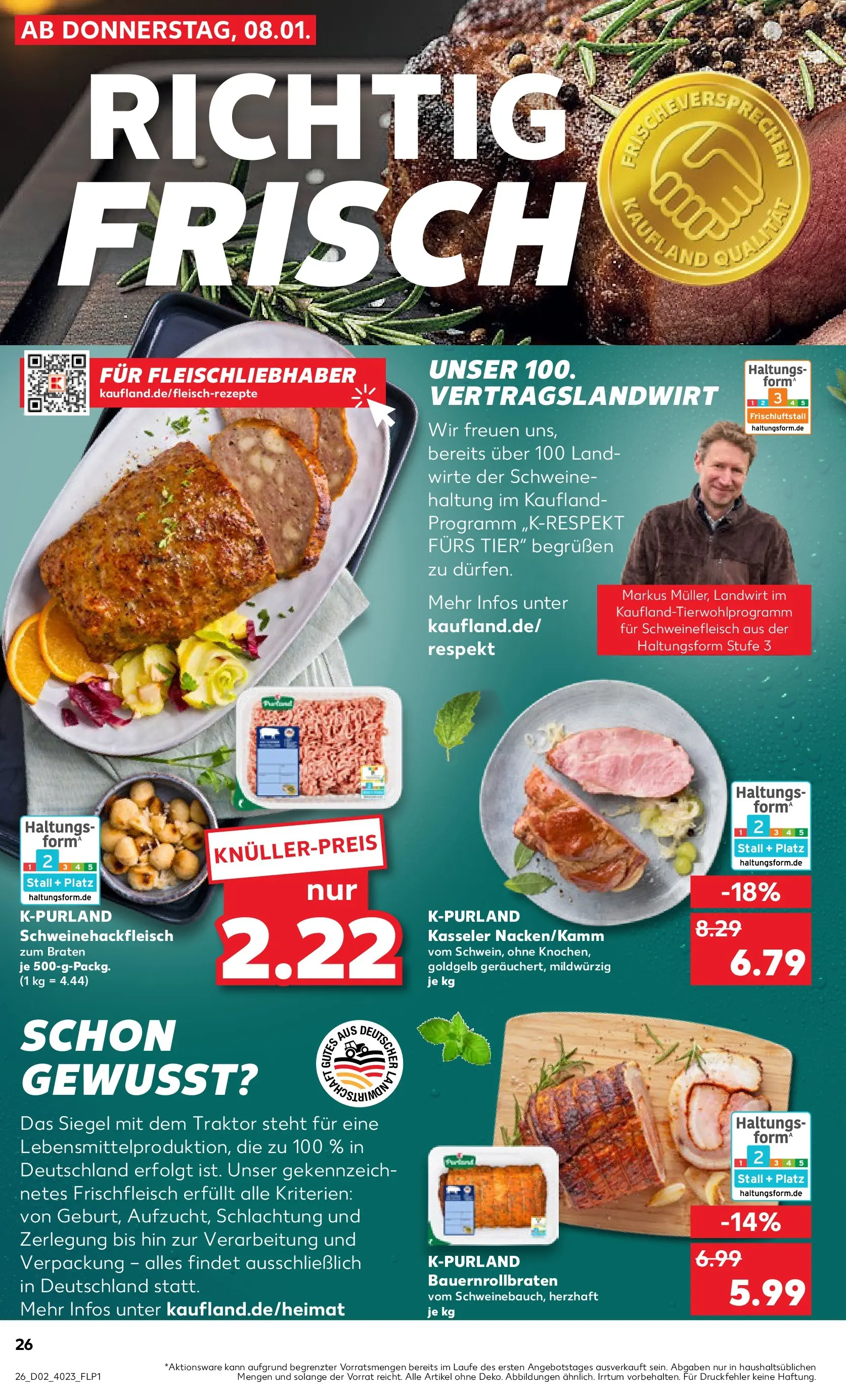 Prospekt Kaufland ab 08.01.2026 » Angebote und Werbung Online | Seite: 26 | Produkte: Schweinefleisch Prospekt Kaufland ab 08.01.2026 » Angebote Online zum Blättern | Seite: 26 | Produkte: Schweinefleisch