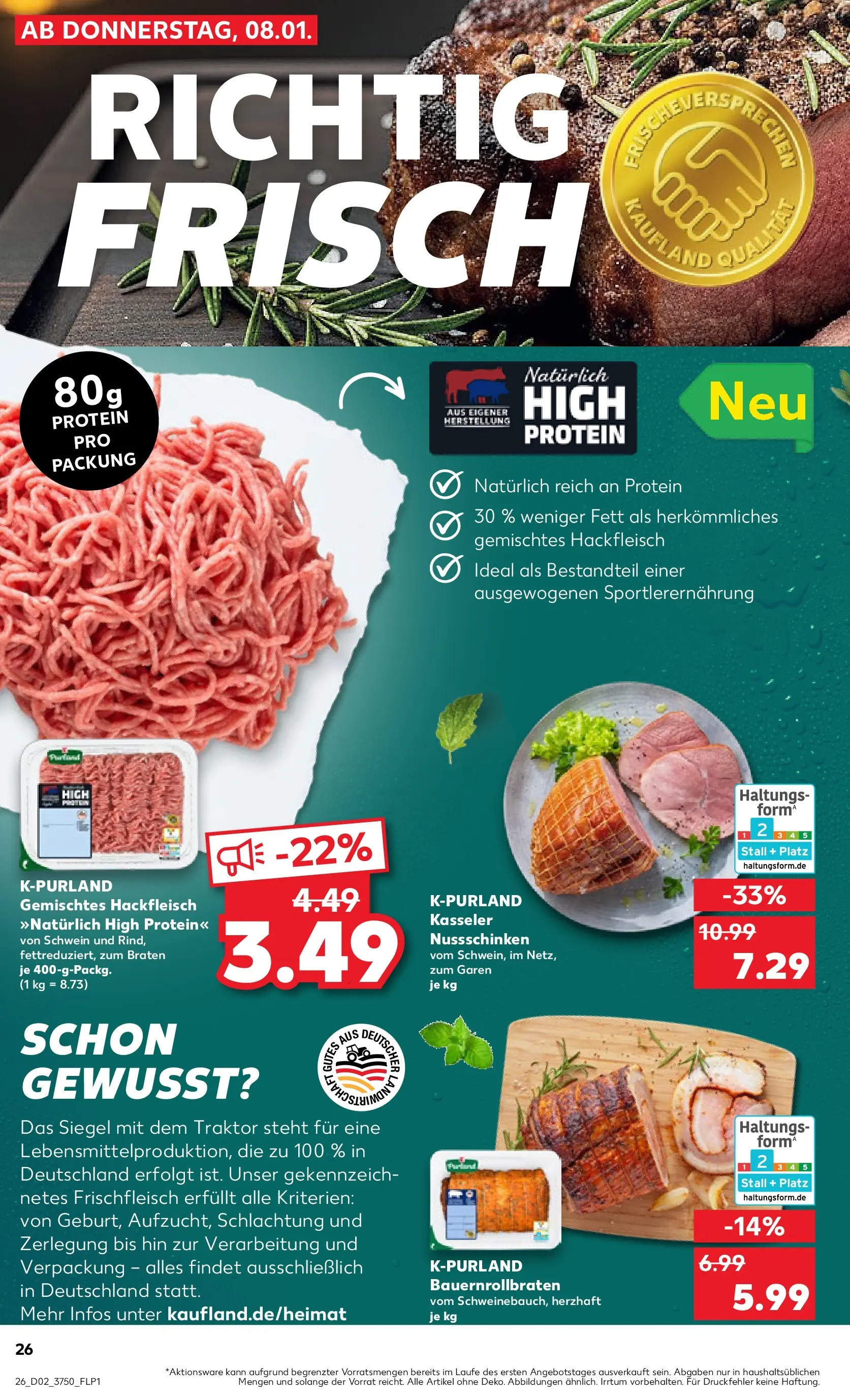 Prospekt Kaufland ab 08.01.2026 » Angebote Online zum Blättern | Seite: 26 | Produkte: Hackfleisch