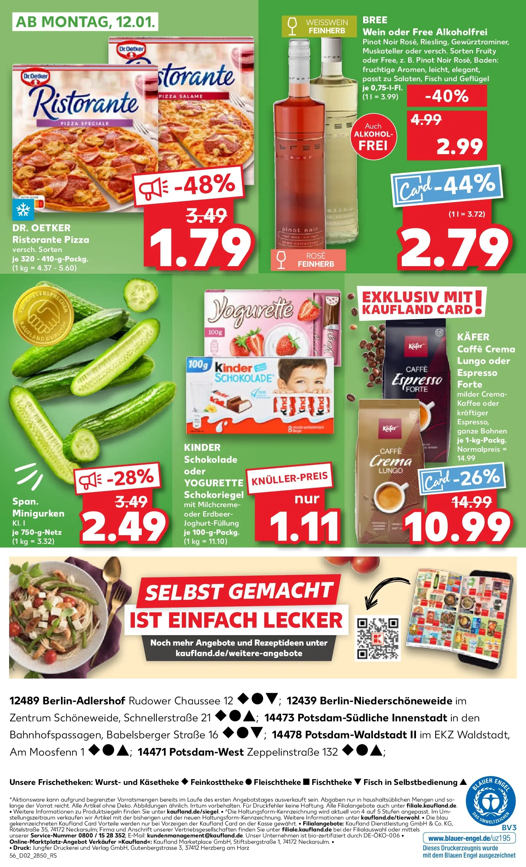 Prospekt Kaufland ab 08.01.2026 » Angebote und Werbung Online | Seite: 56 | Produkte: Kinder schokolade, Kaffee, Schokolade, Bree Prospekt Kaufland ab 08.01.2026 » Angebote Online zum Blättern | Seite: 56 | Produkte: Kinder schokolade, Kaffee, Schokolade, Bree