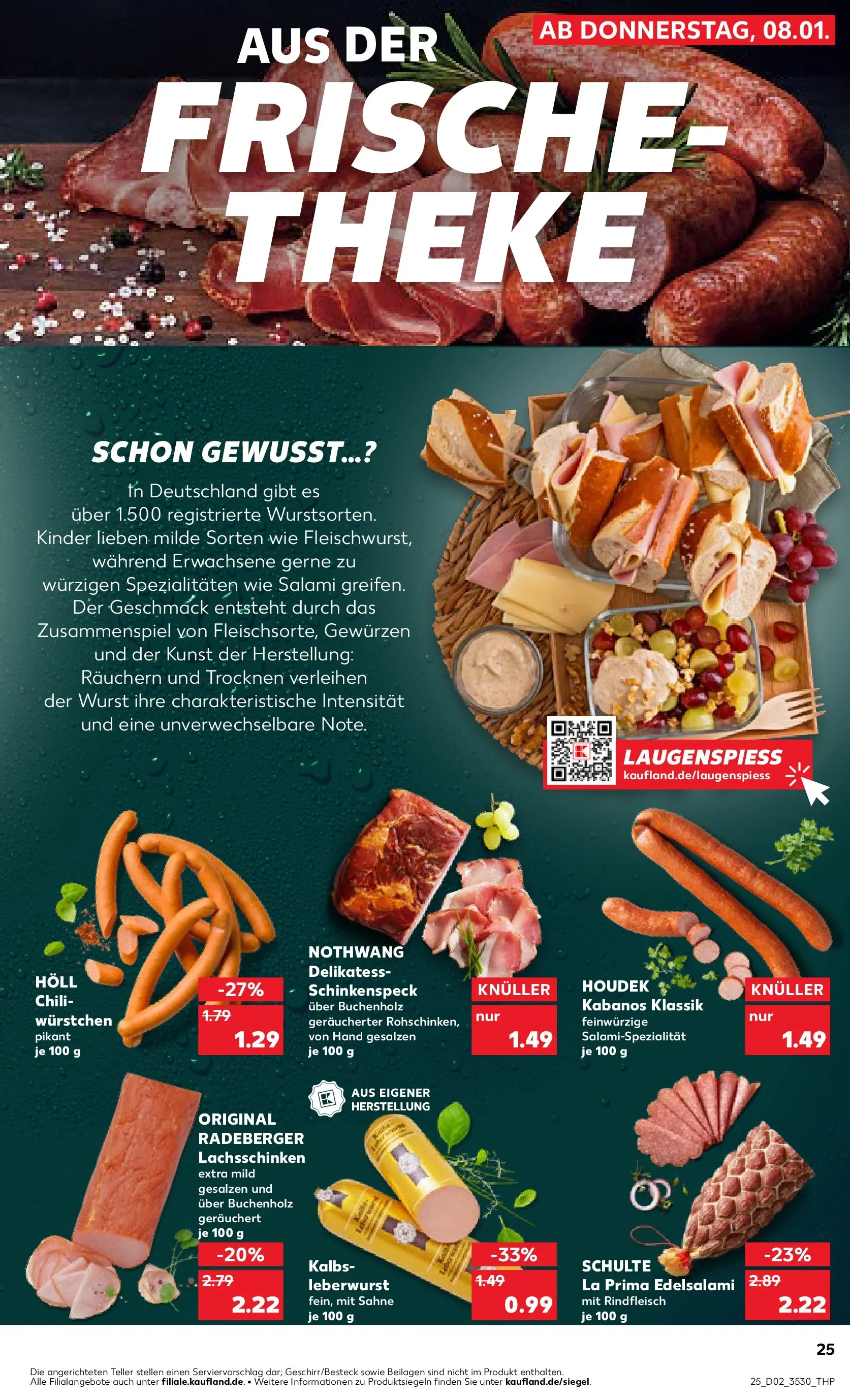 Prospekt Kaufland ab 08.01.2026 » Angebote Online zum Blättern | Seite: 25 | Produkte: Wurst, Chili, Rindfleisch, Sahne