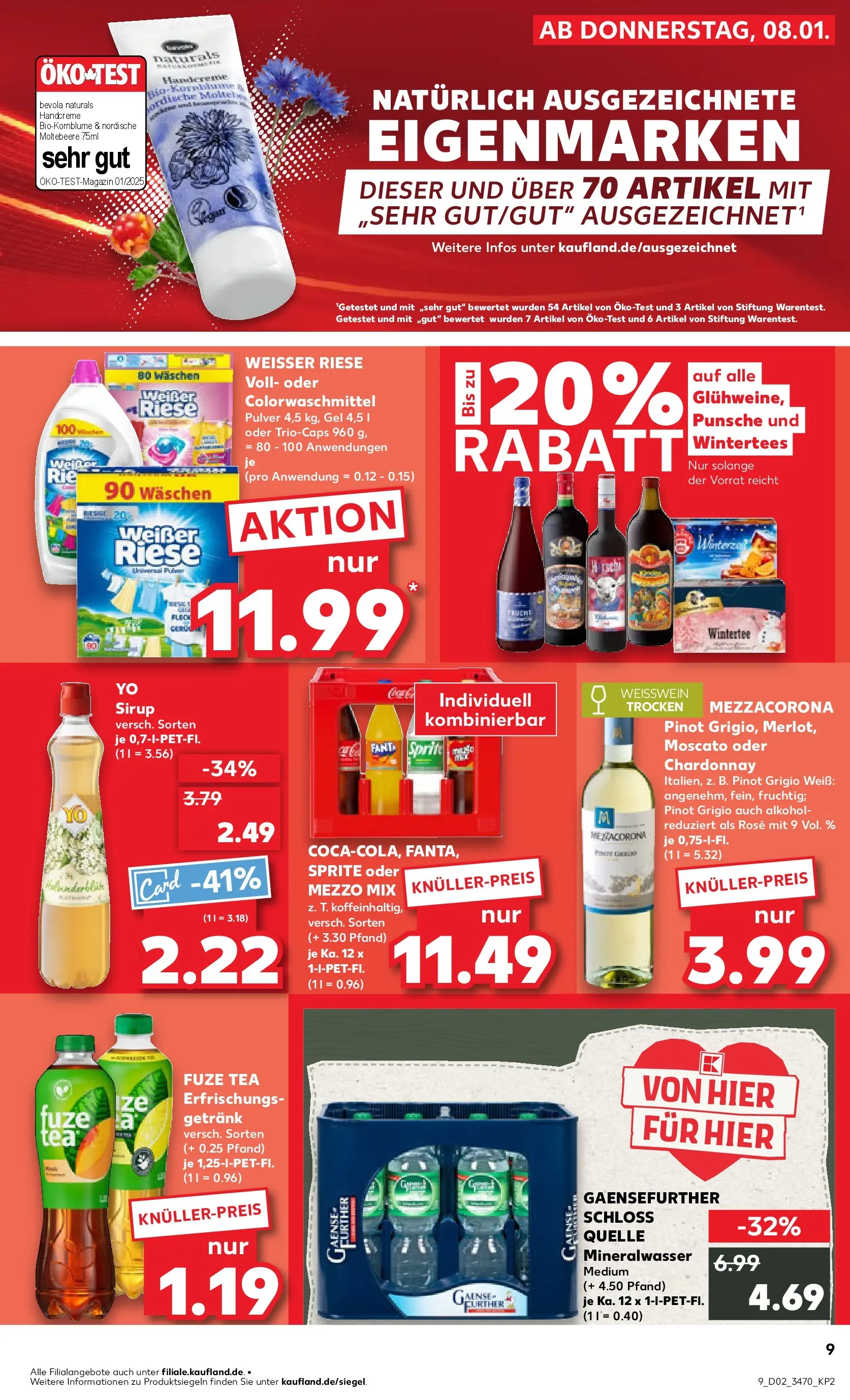 Prospekt Kaufland ab 08.01.2026 » Angebote Online zum Blättern | Seite: 9 | Produkte: Fuze tea, Sirup, Handcreme, Oder mezzo mix