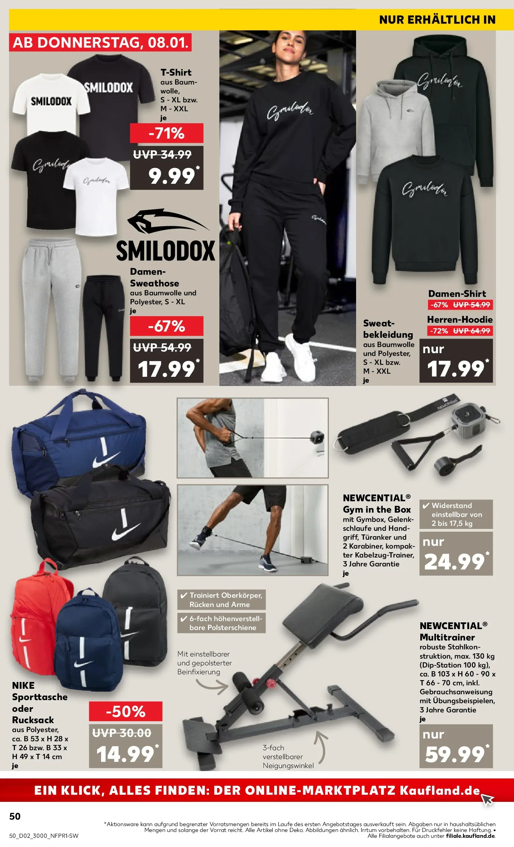 Prospekt Kaufland ab 08.01.2026 » Angebote Online zum Blättern | Seite: 50 | Produkte: Sweathose, T-Shirt, Bekleidung, Rucksack