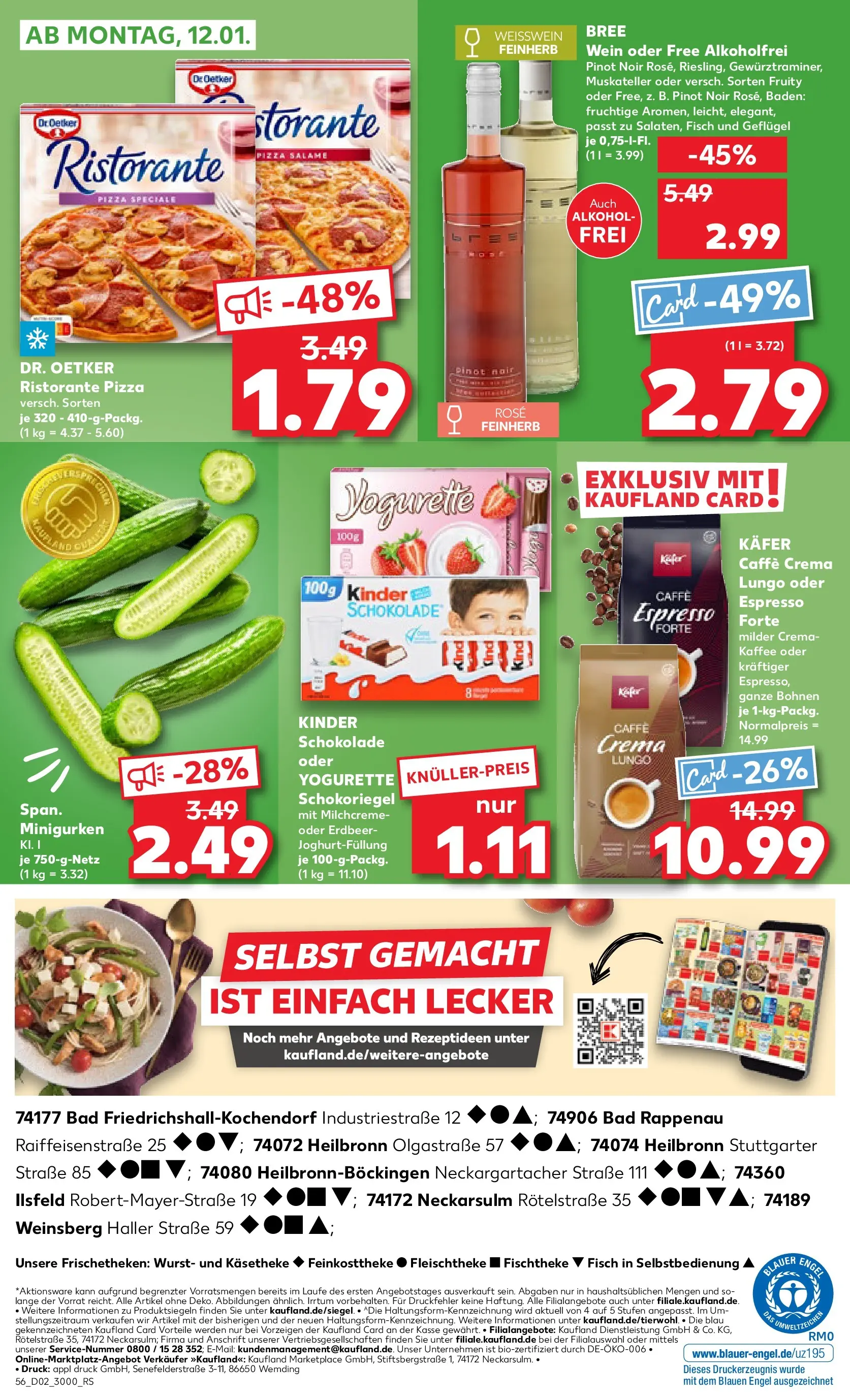 Prospekt Kaufland ab 08.01.2026 » Angebote Online zum Blättern | Seite: 56 | Produkte: Yogurette, Schokolade, Wurst, Pizza