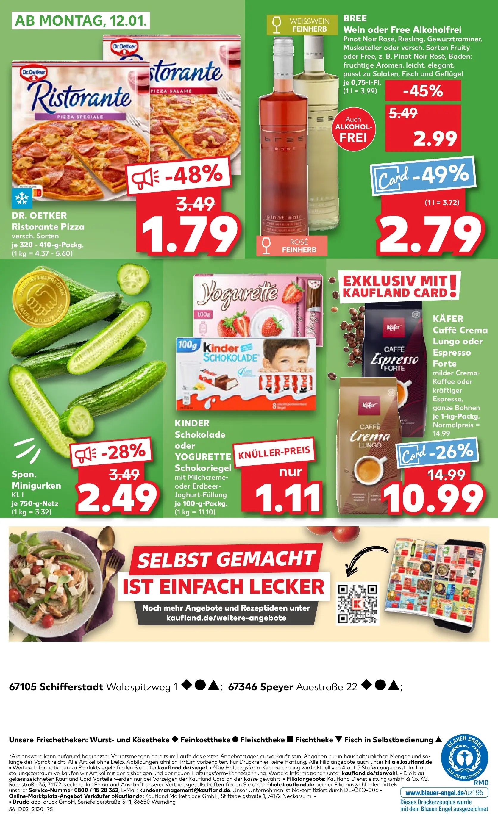 Prospekt Kaufland ab 08.01.2026 » Angebote Online zum Blättern | Seite: 56 | Produkte: Kinder schokolade, Yogurette, Kaffee, Pizza