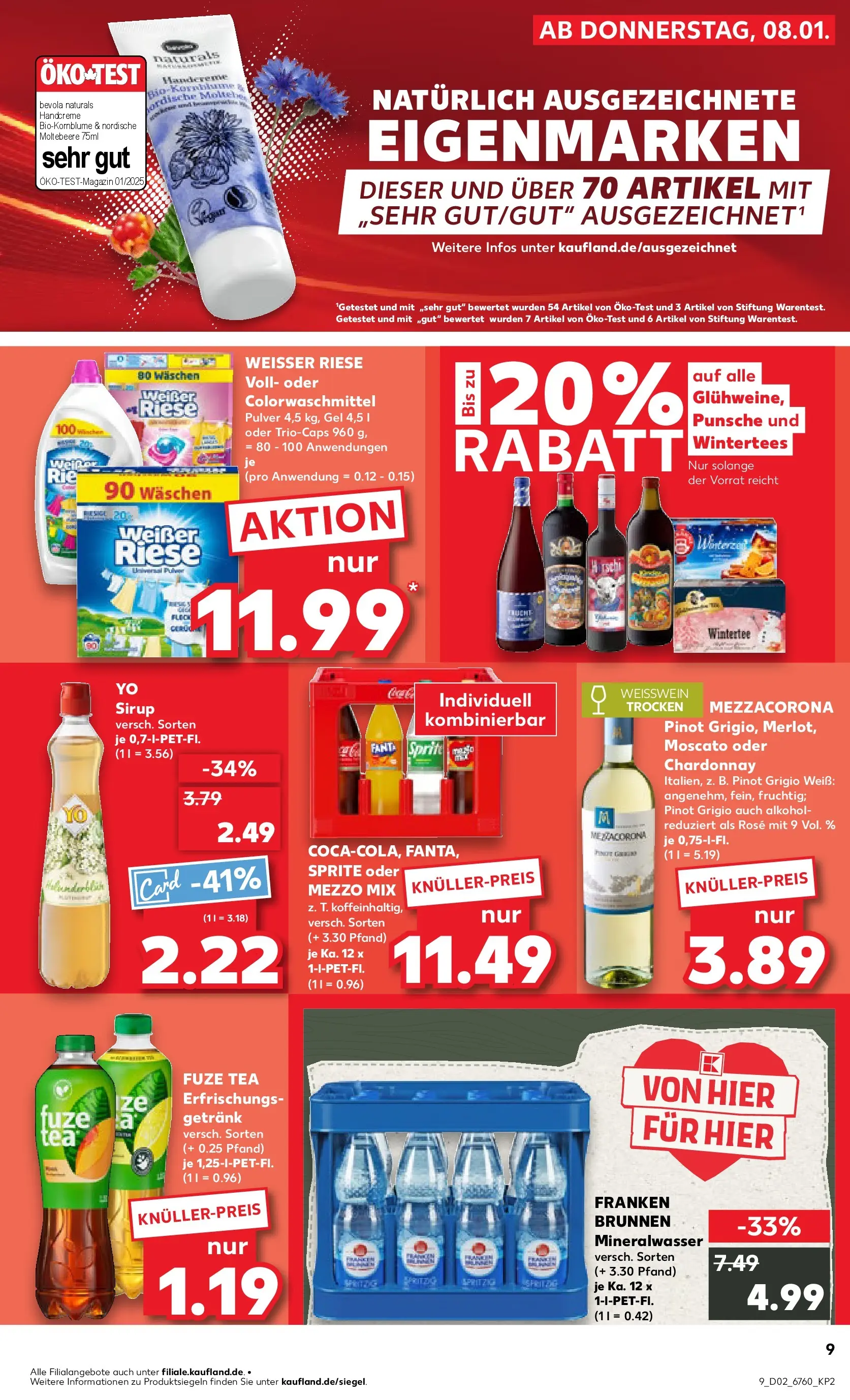 Prospekt Kaufland ab 08.01.2026 » Angebote Online zum Blättern | Seite: 9 | Produkte: Fuze tea, Mezzo mix, Mineralwasser, Oder mezzo mix