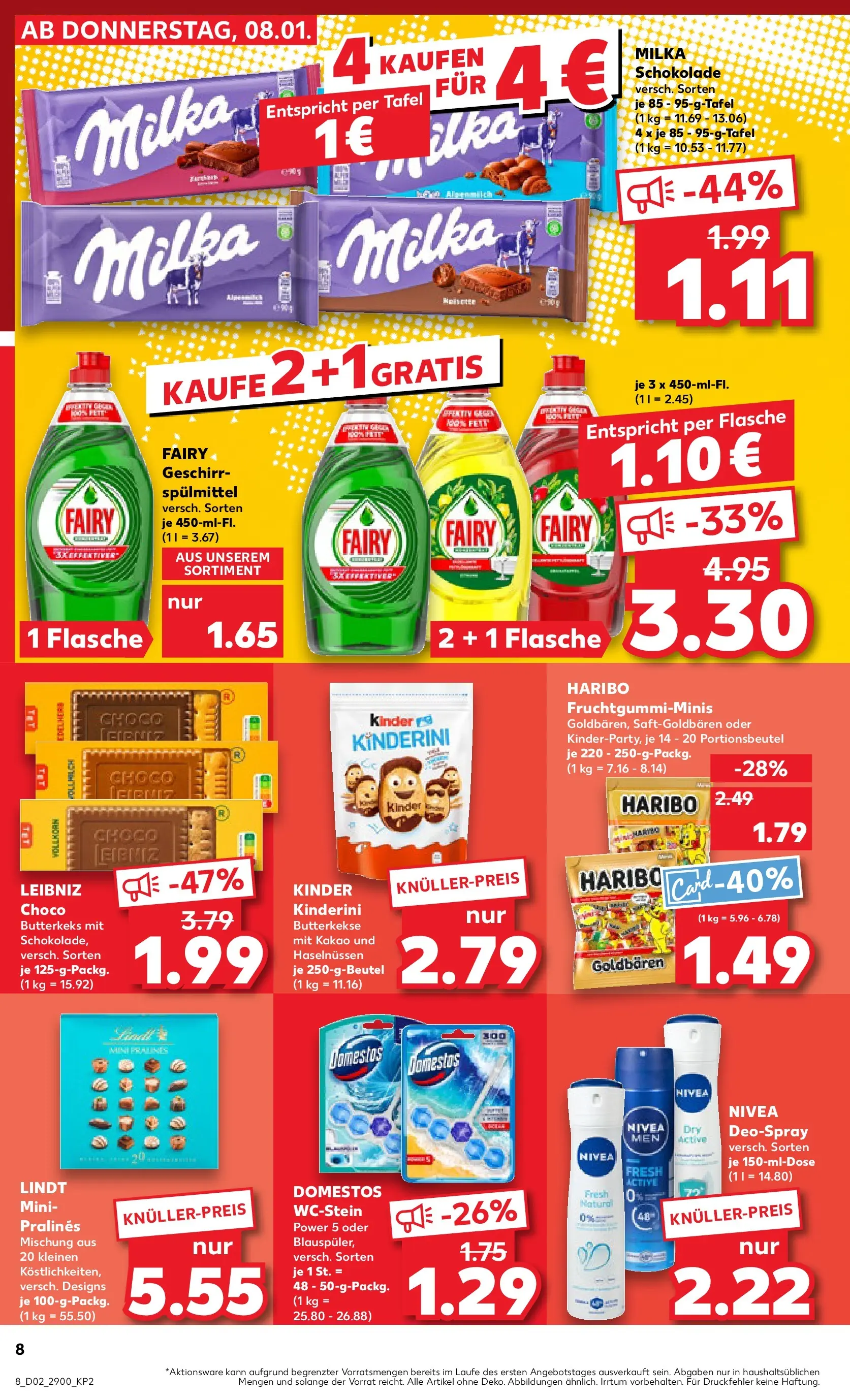 Prospekt Kaufland ab 08.01.2026 » Angebote Online zum Blättern | Seite: 8 | Produkte: Haribo, Milka schokolade, Deodorant, Geschirrspülmittel