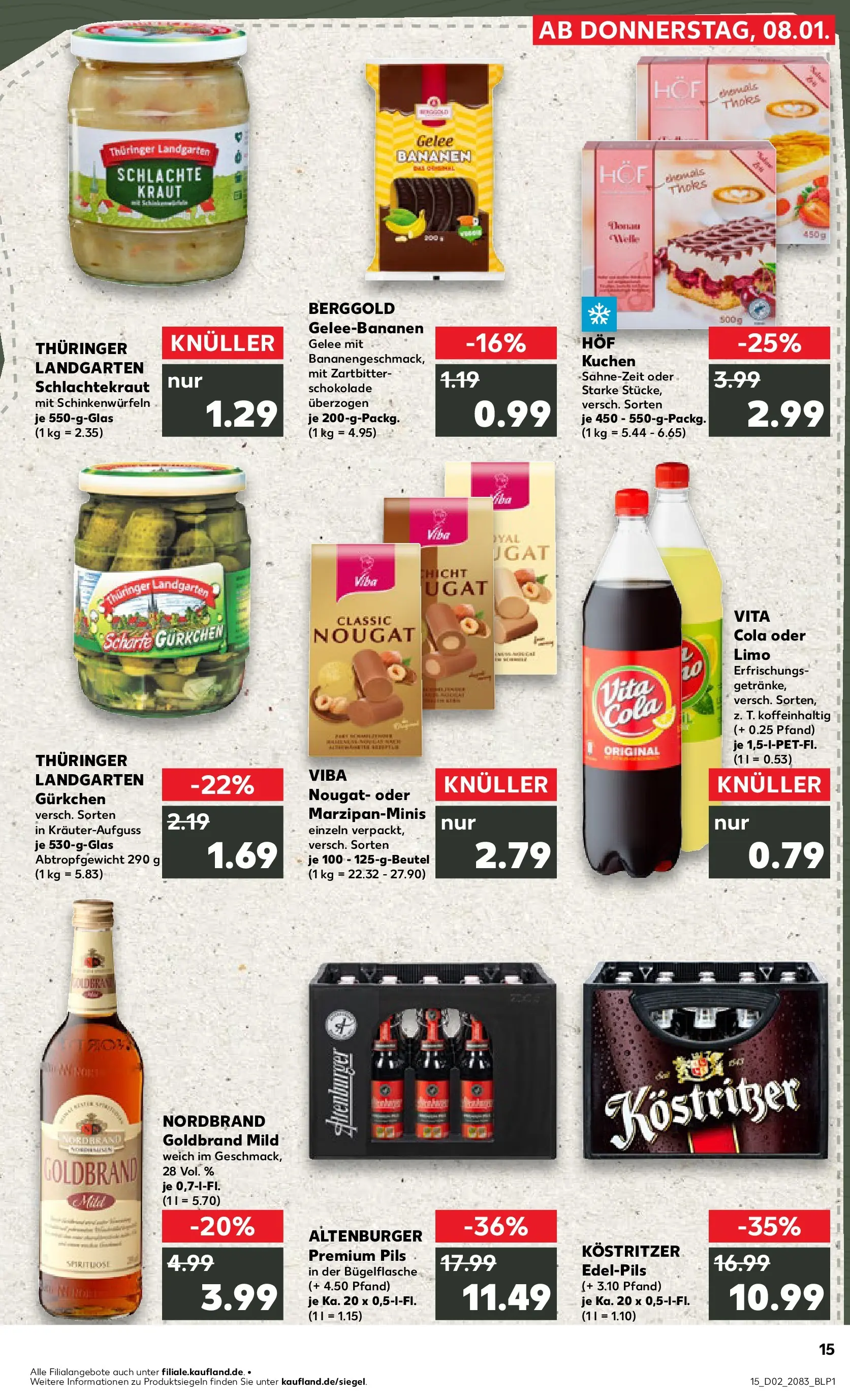Prospekt Kaufland ab 08.01.2026 » Angebote Online zum Blättern | Seite: 15 | Produkte: Kostritzer, Schokolade, Bananen, Kuchen