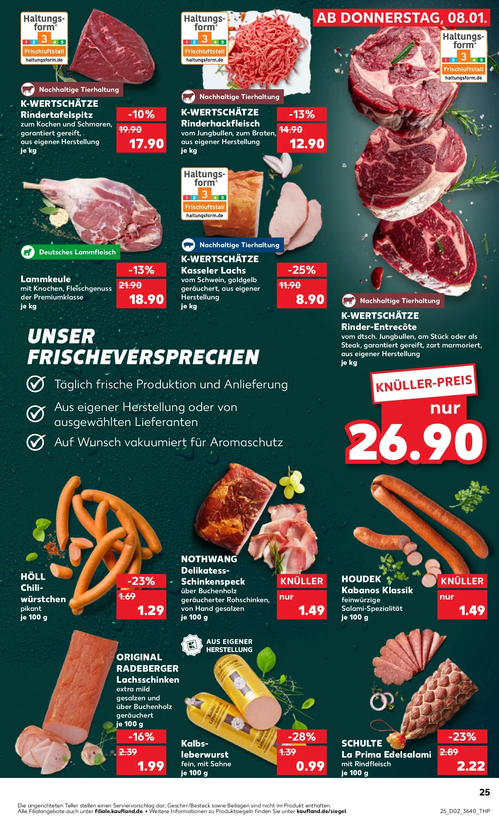 Prospekt Kaufland ab 08.01.2026 » Angebote Online zum Blättern | Seite: 25 | Produkte: Lammkeule, Salami, Rindfleisch, Sahne