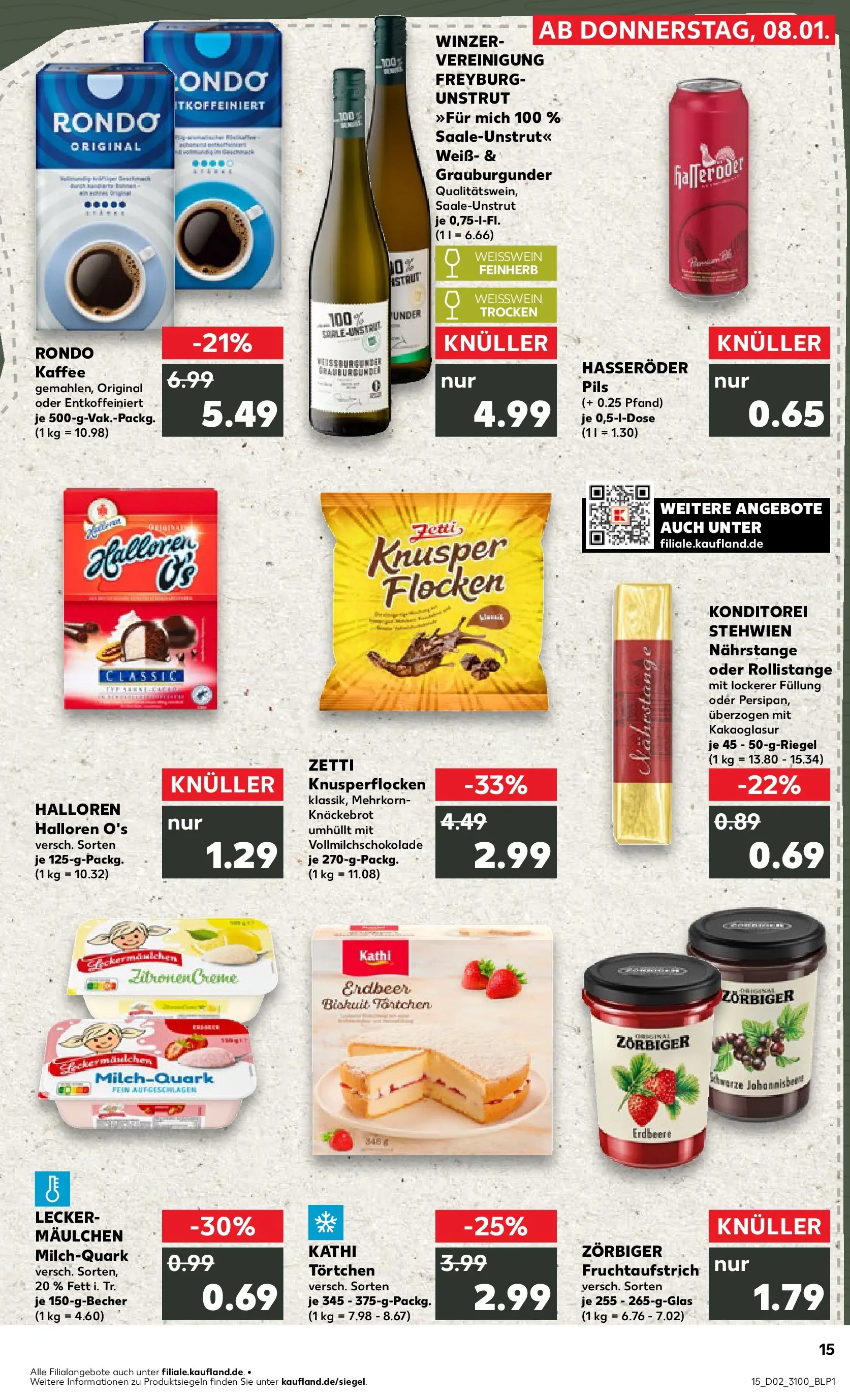 Prospekt Kaufland ab 08.01.2026 » Angebote Online zum Blättern | Seite: 15 | Produkte: Weißwein, Pils, Flocken, Zitronen