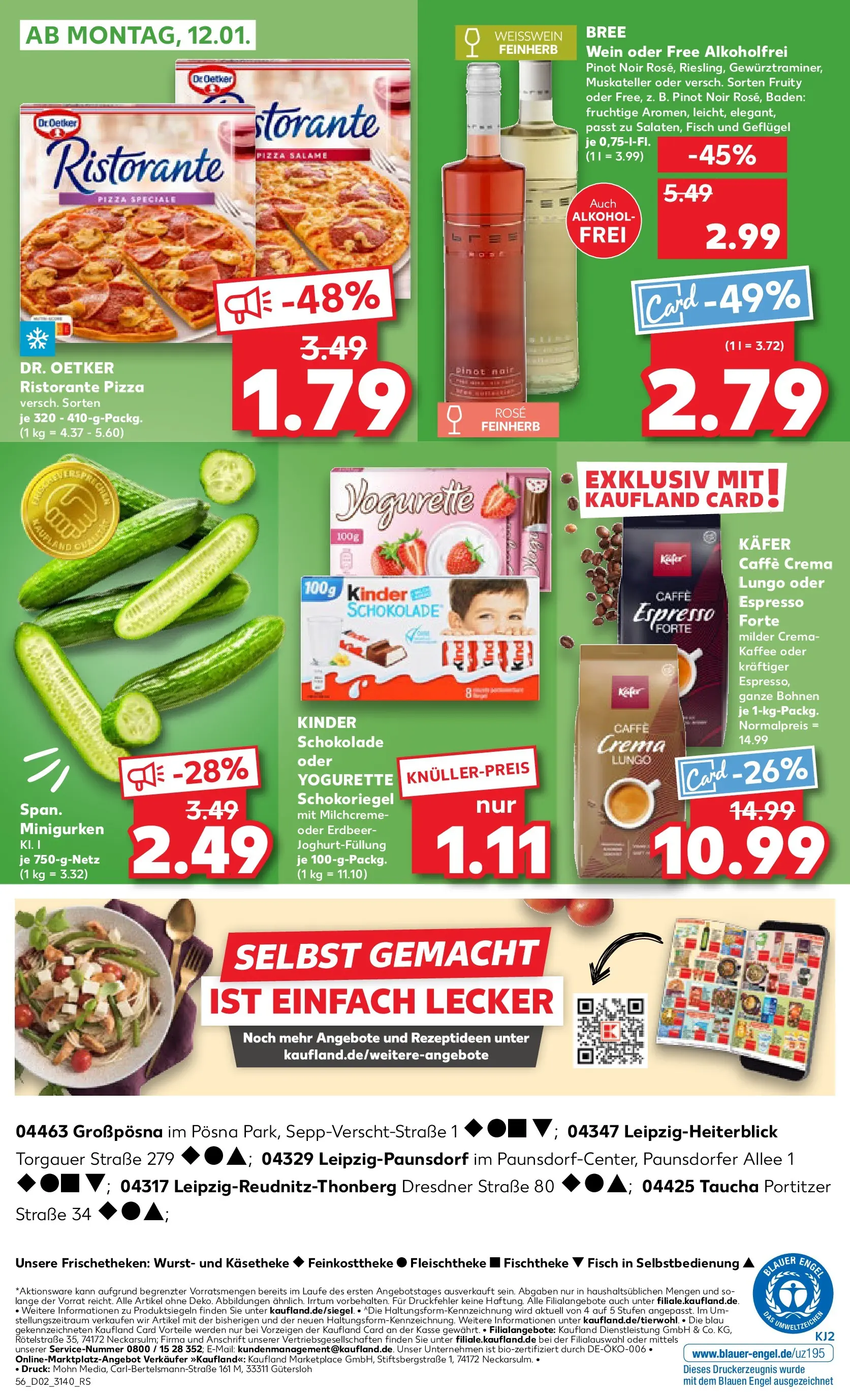 Prospekt Kaufland ab 08.01.2026 » Angebote Online zum Blättern | Seite: 56 | Produkte: Kinder schokolade, Kaffee, Weißwein, Bree