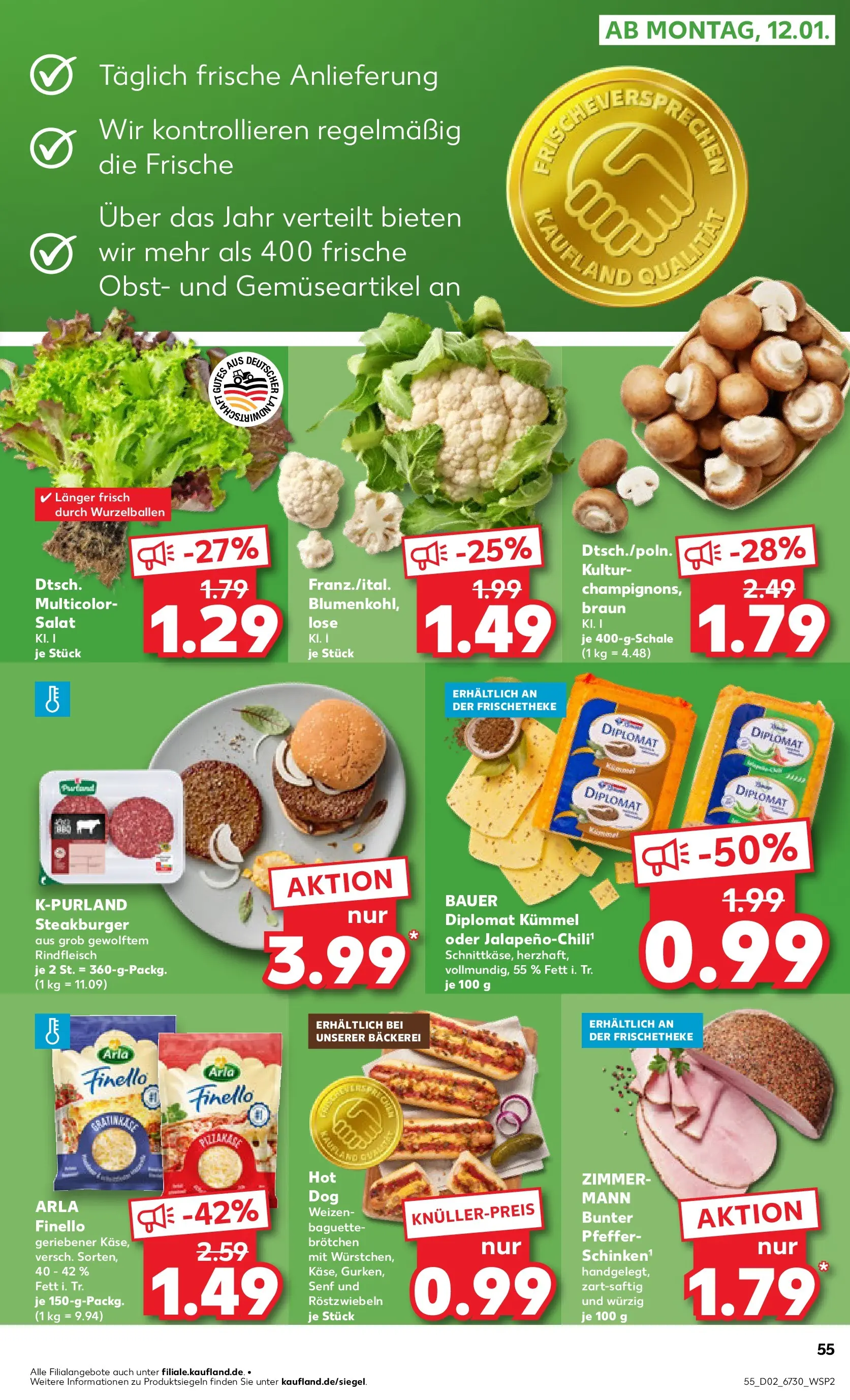 Prospekt Kaufland ab 08.01.2026 » Angebote Online zum Blättern | Seite: 55 | Produkte: Bäckerei, Burger, Pfeffer, Rindfleisch