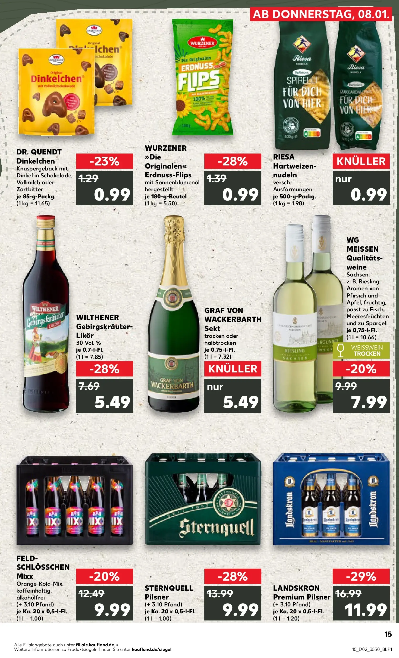 Prospekt Kaufland ab 08.01.2026 » Angebote Online zum Blättern | Seite: 15 | Produkte: Wilthener, Weißwein, Spargel, Pasta