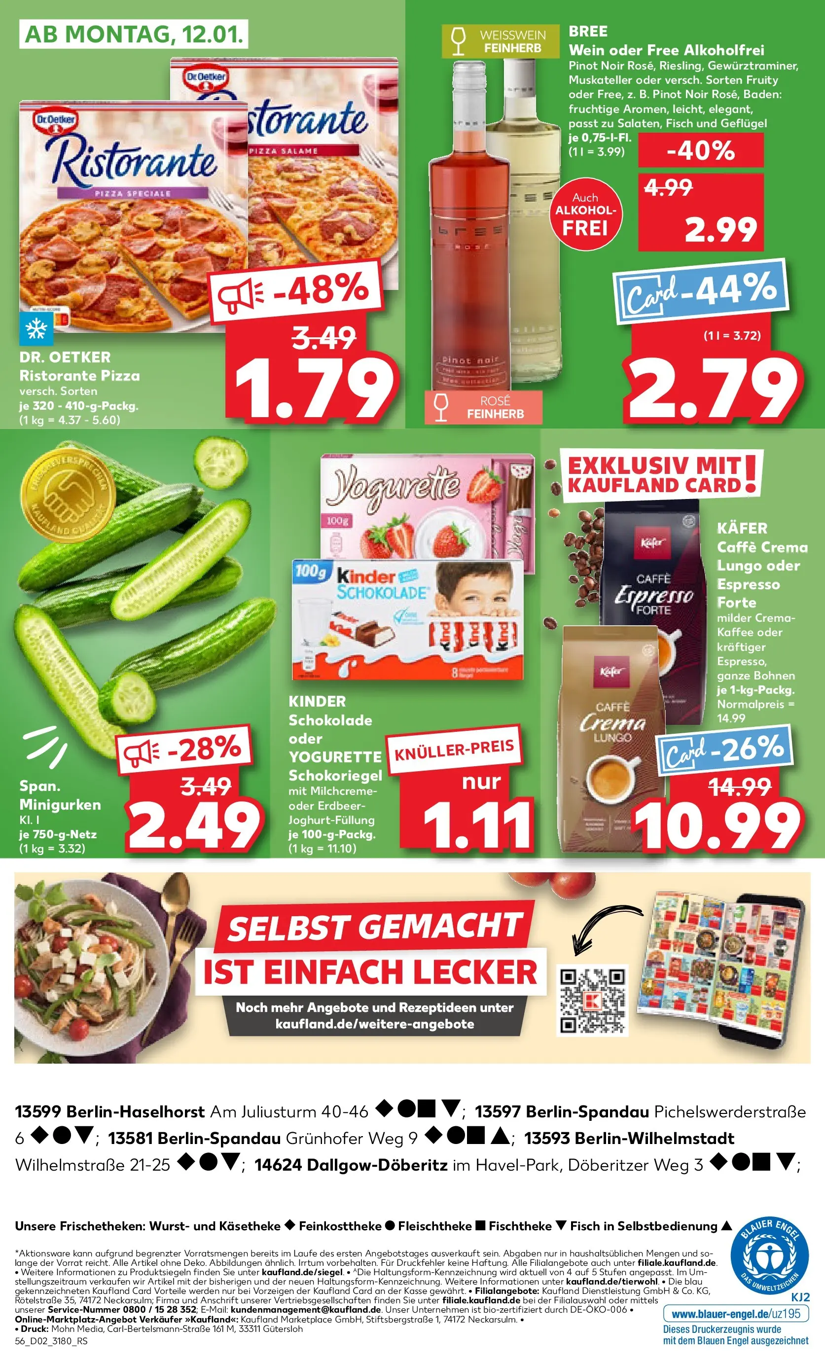 Prospekt Kaufland ab 08.01.2026 » Angebote und Werbung Online | Seite: 56 | Produkte: Kinder schokolade, Yogurette, Schokolade, Weißwein Prospekt Kaufland ab 08.01.2026 » Angebote Online zum Blättern | Seite: 56 | Produkte: Kinder schokolade, Yogurette, Schokolade, Weißwein