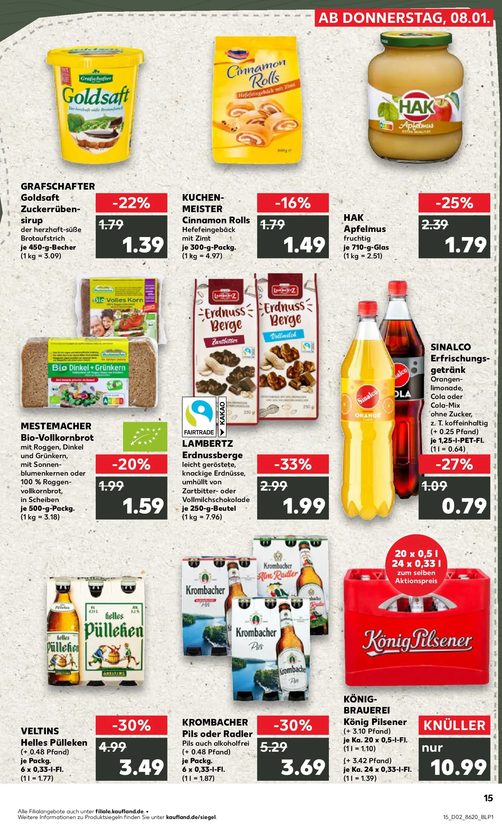 Prospekt Kaufland ab 08.01.2026 » Angebote Online zum Blättern | Seite: 15 | Produkte: Helles pulleken, Pils, Orangen, Krombacher
