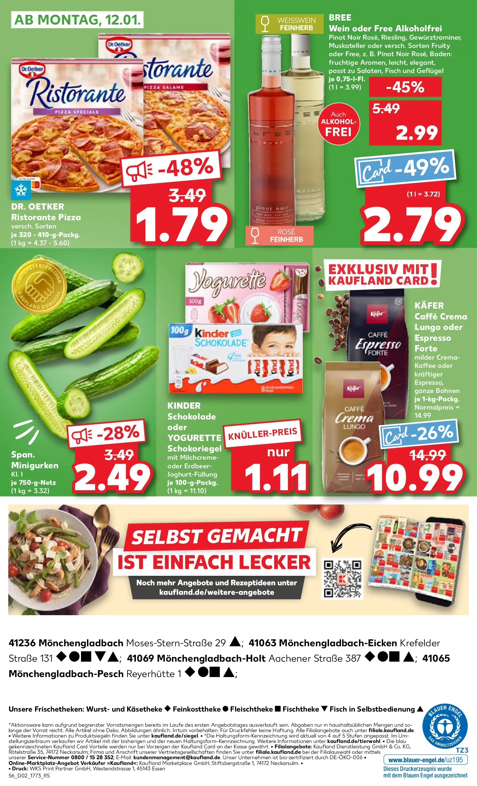 Prospekt Kaufland ab 08.01.2026 » Angebote Online zum Blättern | Seite: 56 | Produkte: Ristorante, Kinder schokolade, Bree, Wein