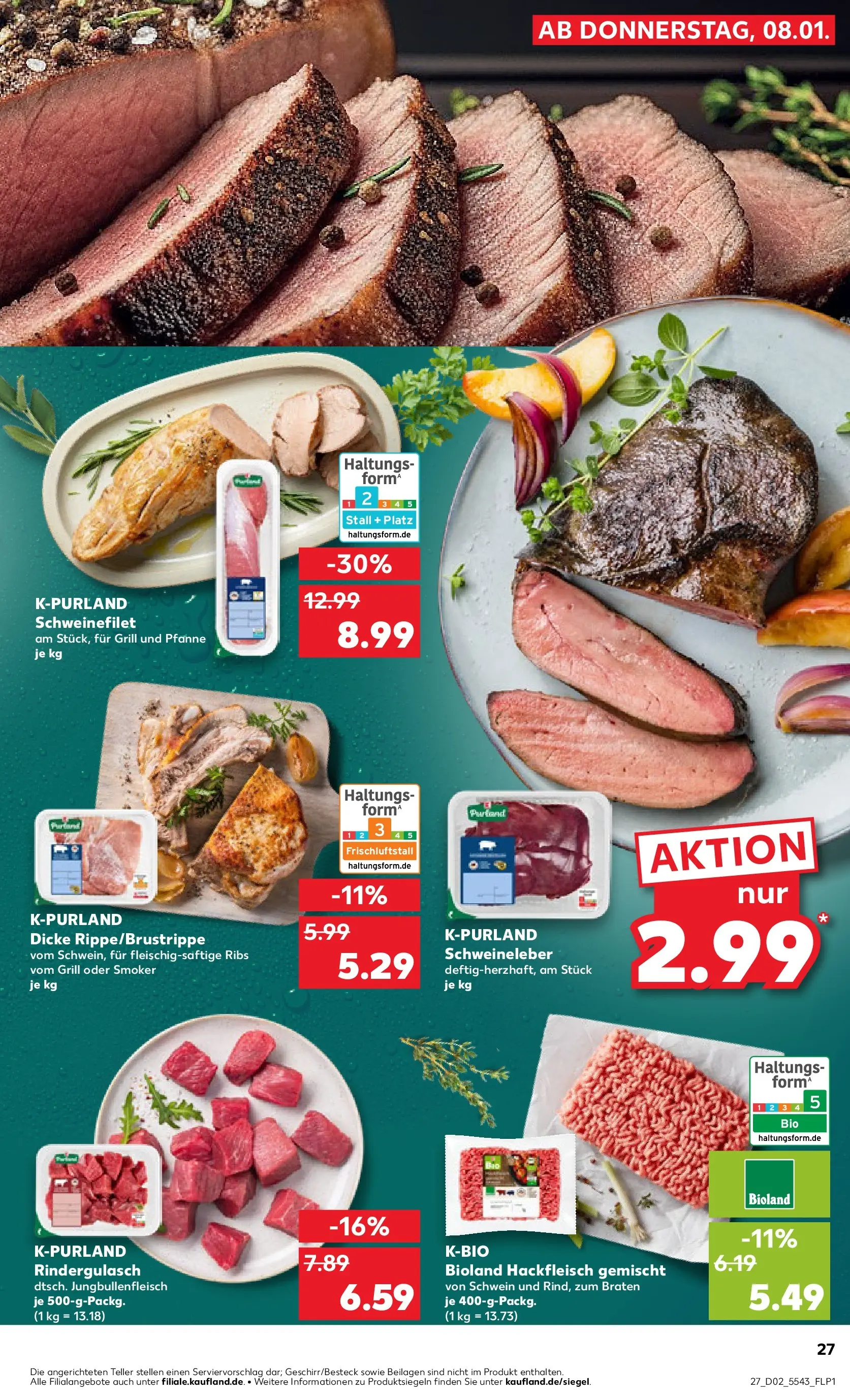 Prospekt Kaufland ab 08.01.2026 » Angebote Online zum Blättern | Seite: 27 | Produkte: Grill, Rindergulasch, Schweinefilet, Hackfleisch