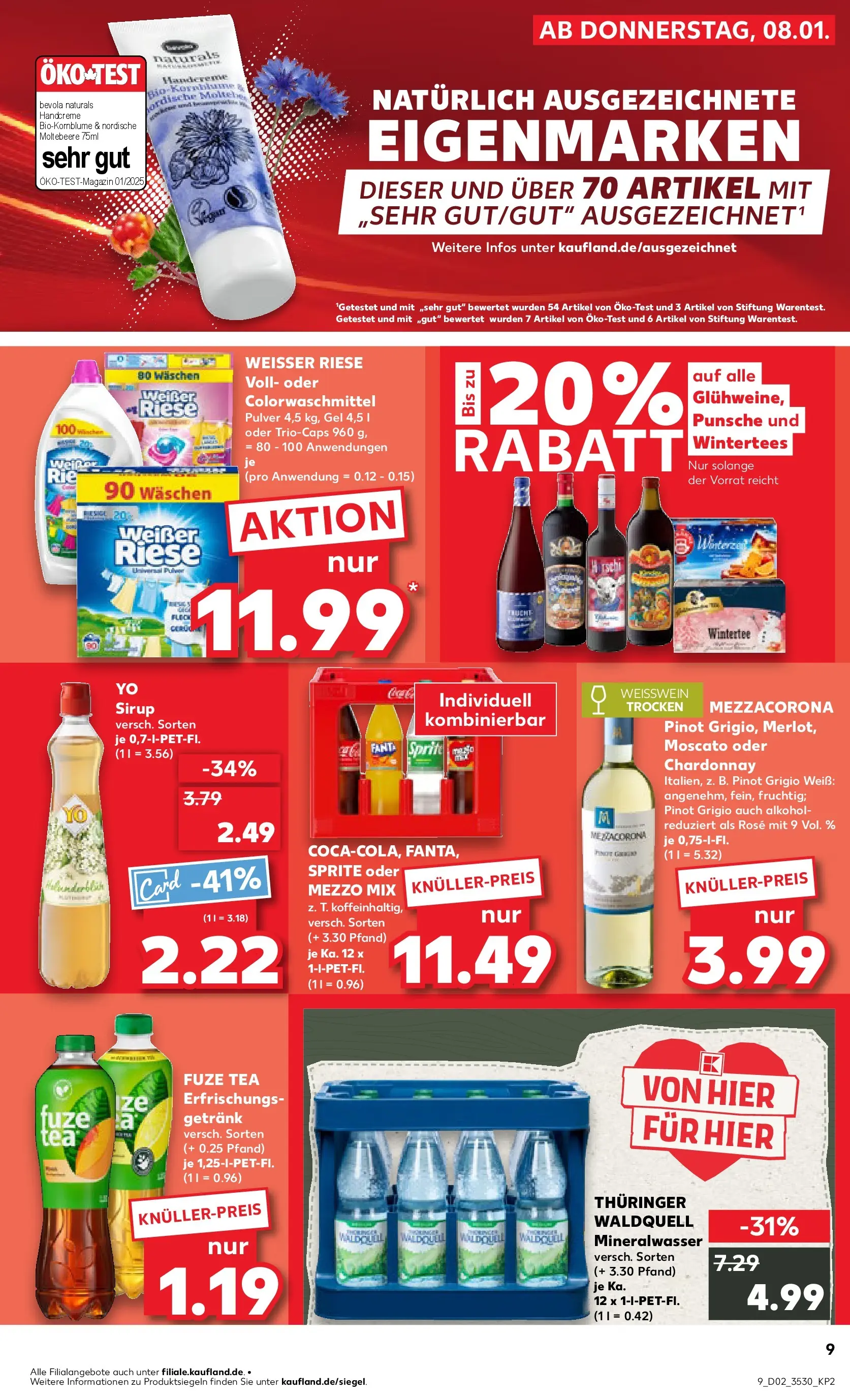Prospekt Kaufland ab 08.01.2026 » Angebote und Werbung Online | Seite: 9 | Produkte: Mezzo mix, Weißwein, Mineralwasser, Oder mezzo mix Prospekt Kaufland ab 08.01.2026 » Angebote Online zum Blättern | Seite: 9 | Produkte: Mezzo mix, Weißwein, Mineralwasser, Oder mezzo mix