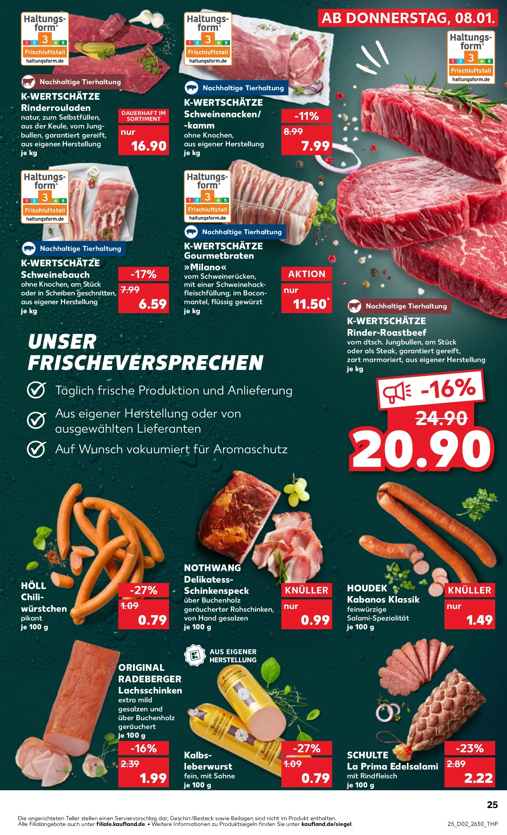 Prospekt Kaufland ab 08.01.2026 » Angebote Online zum Blättern | Seite: 25 | Produkte: Rinderrouladen, Schweinebauch, Chili, Sahne