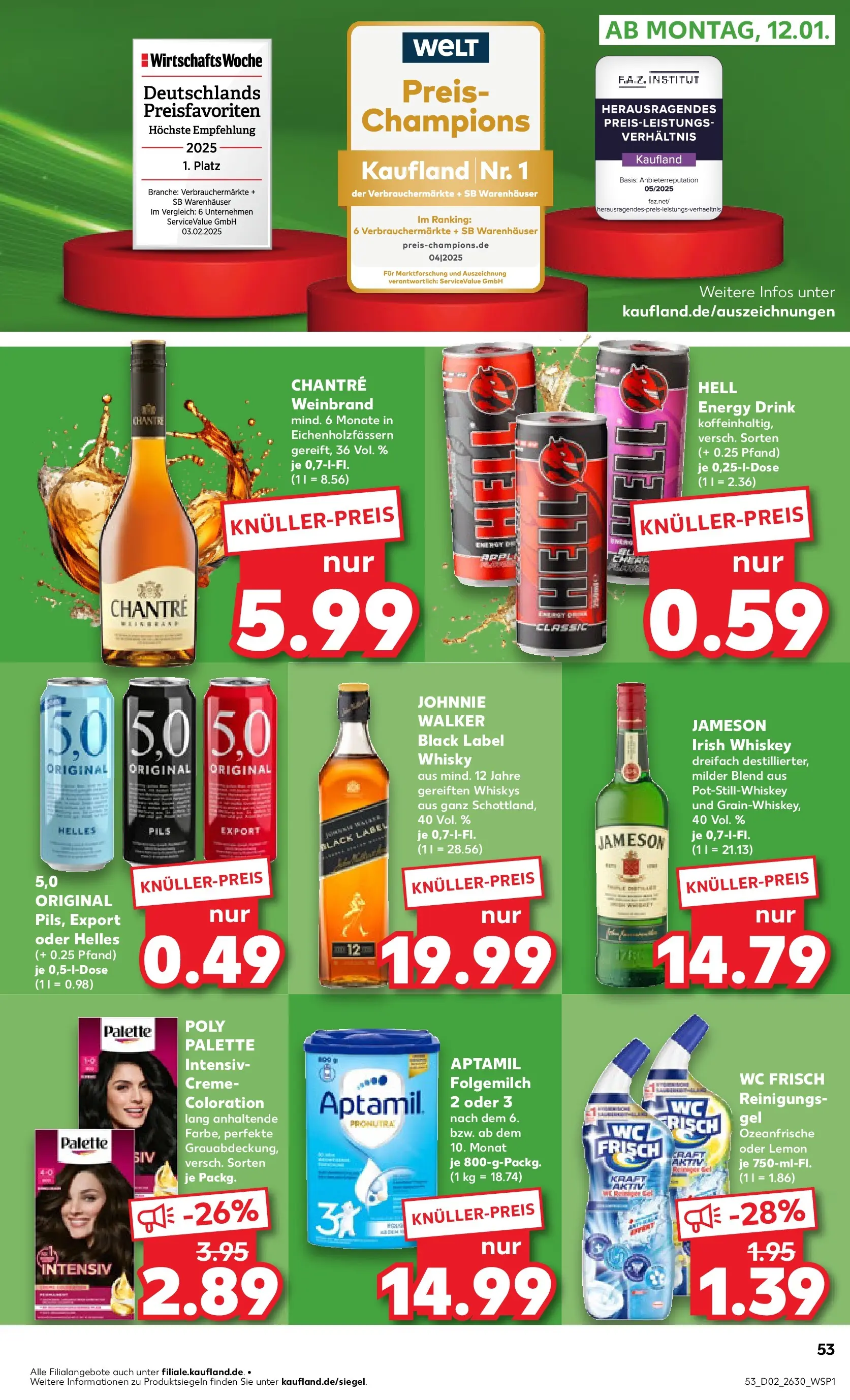 Prospekt Kaufland ab 08.01.2026 » Angebote Online zum Blättern | Seite: 53 | Produkte: Whisky, Creme, Chantré, Johnnie walker