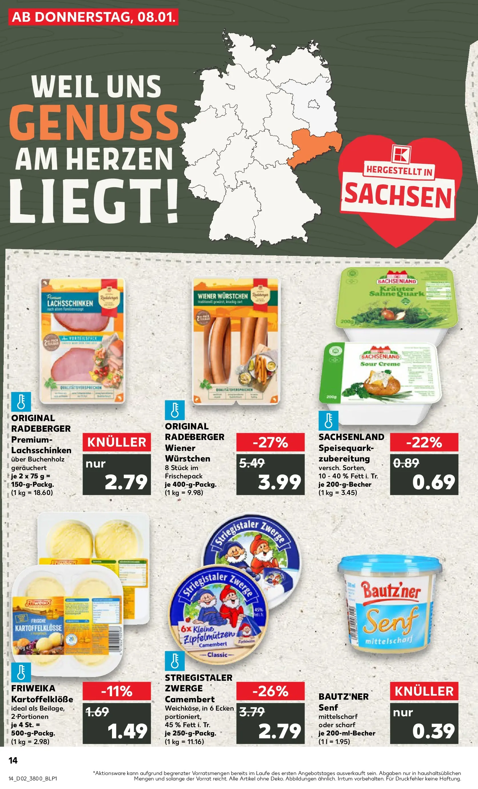 Prospekt Kaufland ab 08.01.2026 » Angebote Online zum Blättern | Seite: 14 | Produkte: Wiener wurstchen, Quark, Sahne, Speisequark