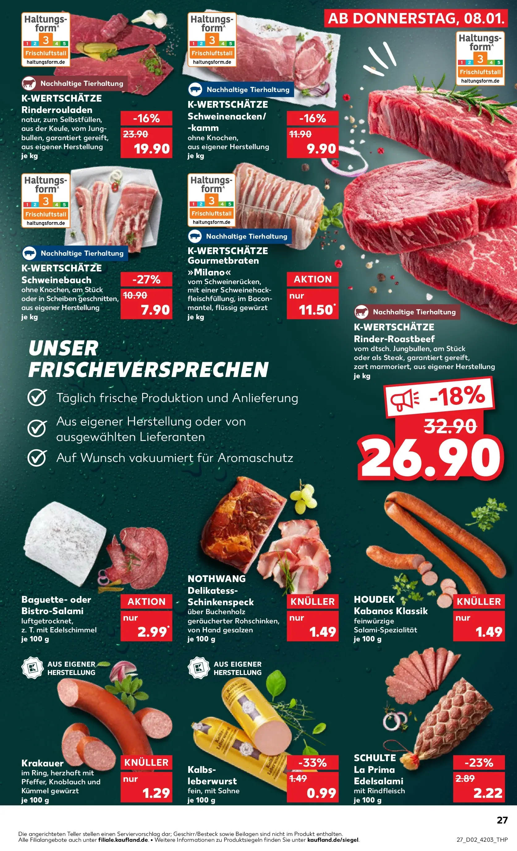 Prospekt Kaufland ab 08.01.2026 » Angebote Online zum Blättern | Seite: 27 | Produkte: Rinderrouladen, Baguette, Knoblauch, Sahne