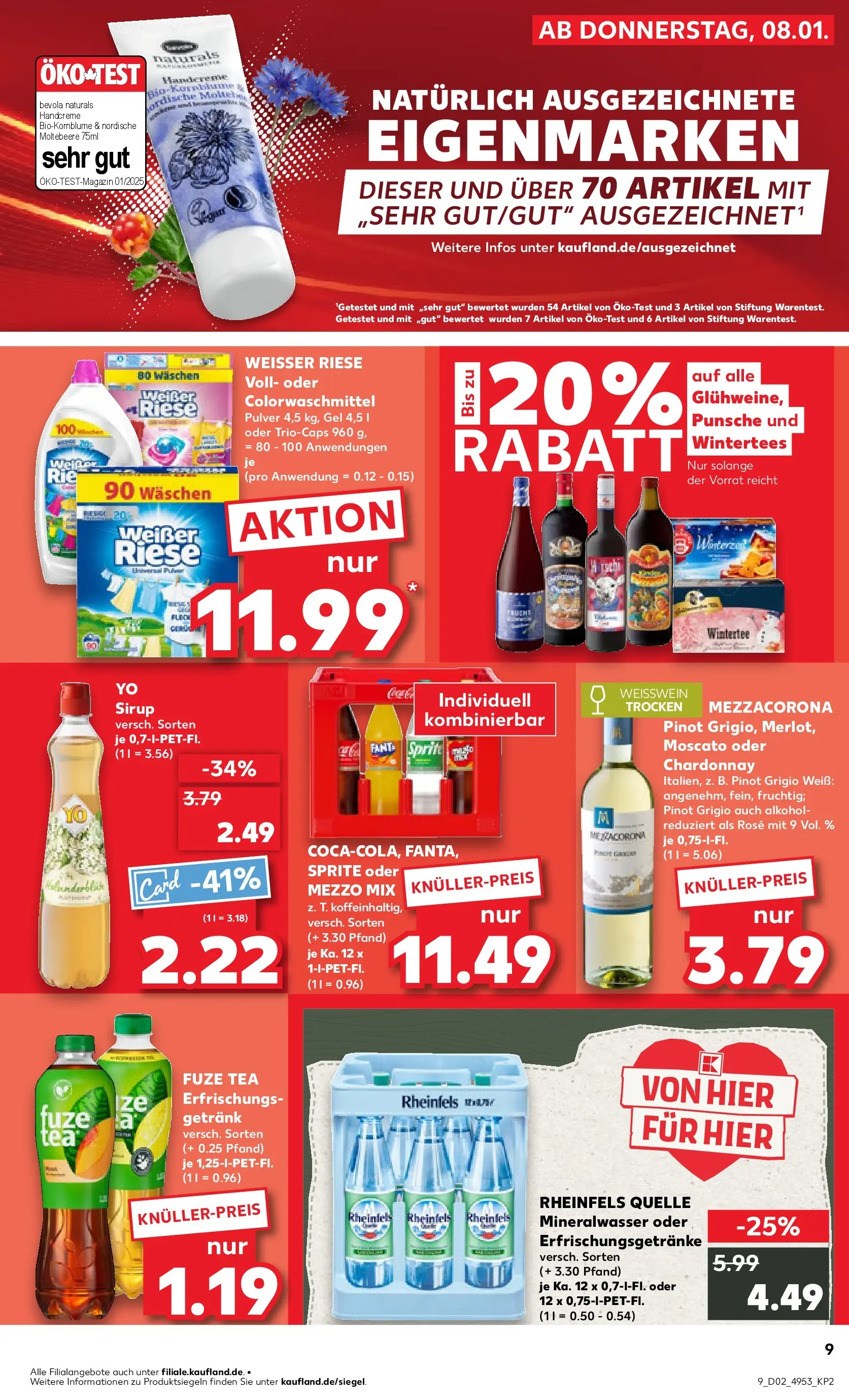 Prospekt Kaufland ab 08.01.2026 » Angebote Online zum Blättern | Seite: 9 | Produkte: Mezzo mix, Fanta, Handcreme, Rheinfels quelle