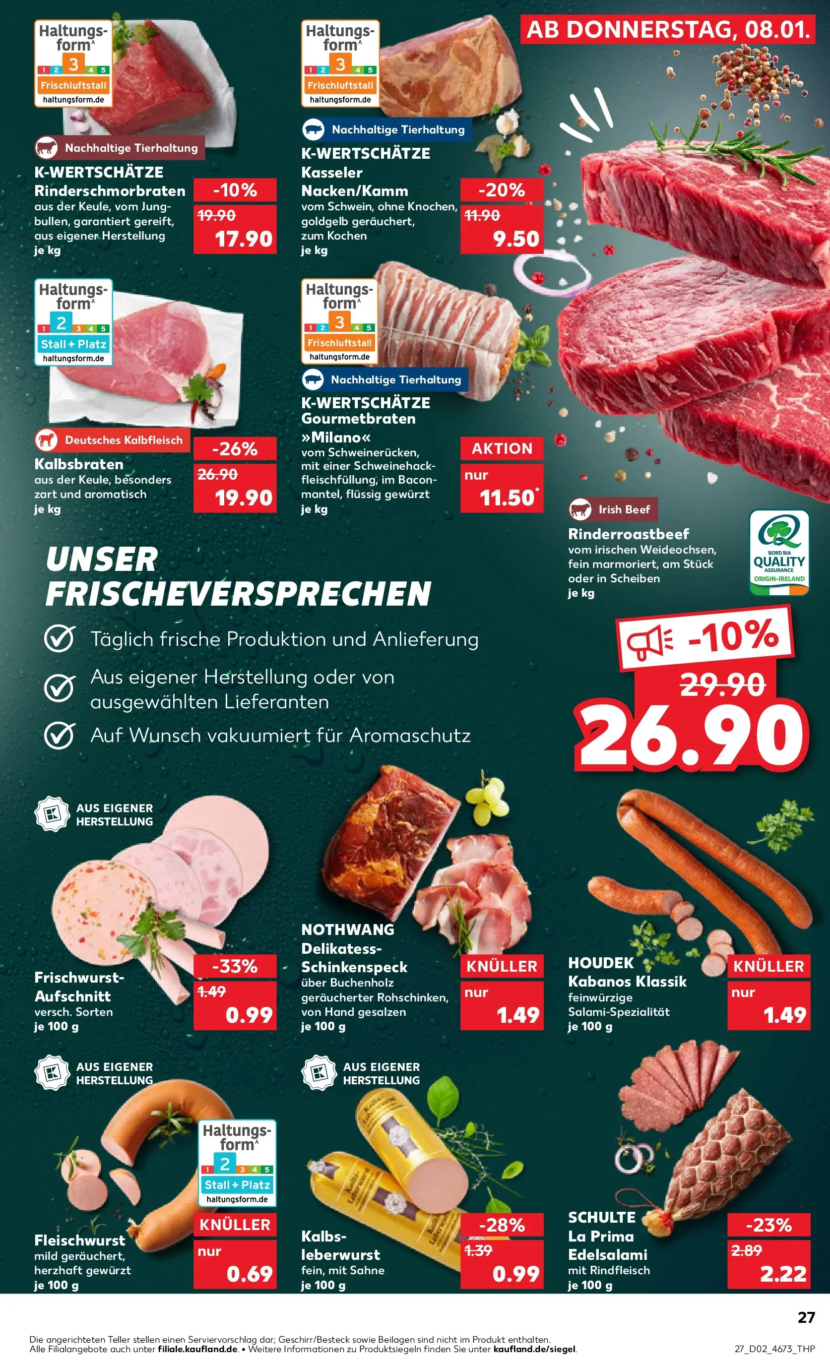 Prospekt Kaufland ab 08.01.2026 » Angebote und Werbung Online | Seite: 27 | Produkte: Salami, Rindfleisch, Sahne Prospekt Kaufland ab 08.01.2026 » Angebote Online zum Blättern | Seite: 27 | Produkte: Salami, Rindfleisch, Sahne