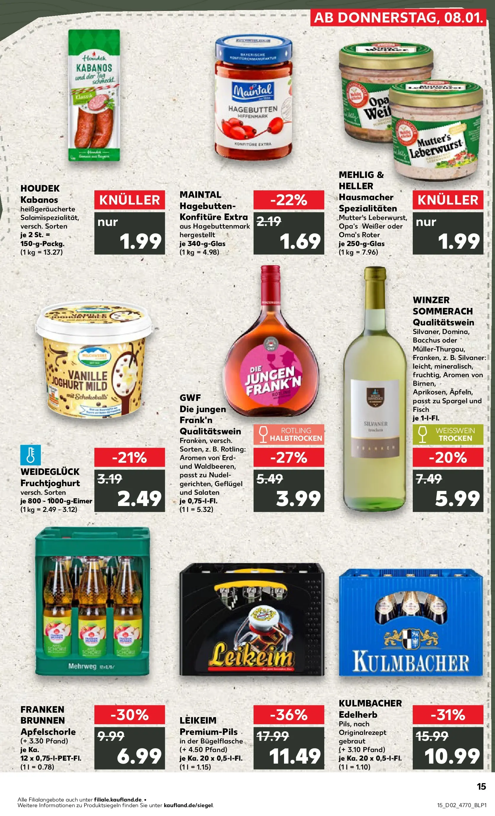 Prospekt Kaufland ab 08.01.2026 » Angebote Online zum Blättern | Seite: 15 | Produkte: Joghurt, Weißwein, Fruchtjoghurt, Fisch