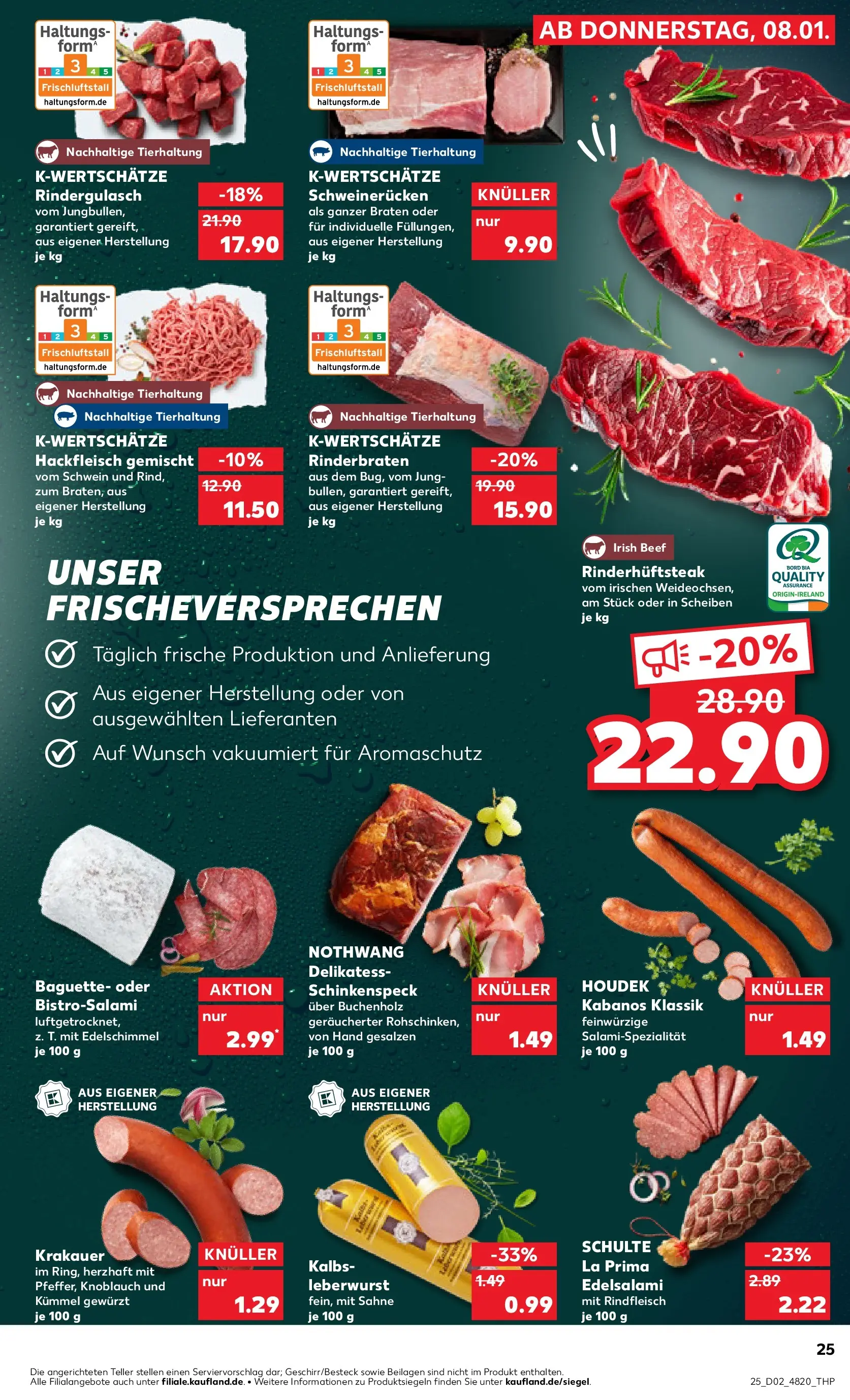 Prospekt Kaufland ab 08.01.2026 » Angebote Online zum Blättern | Seite: 25 | Produkte: Baguette, Schweinerucken, Steak, Sahne