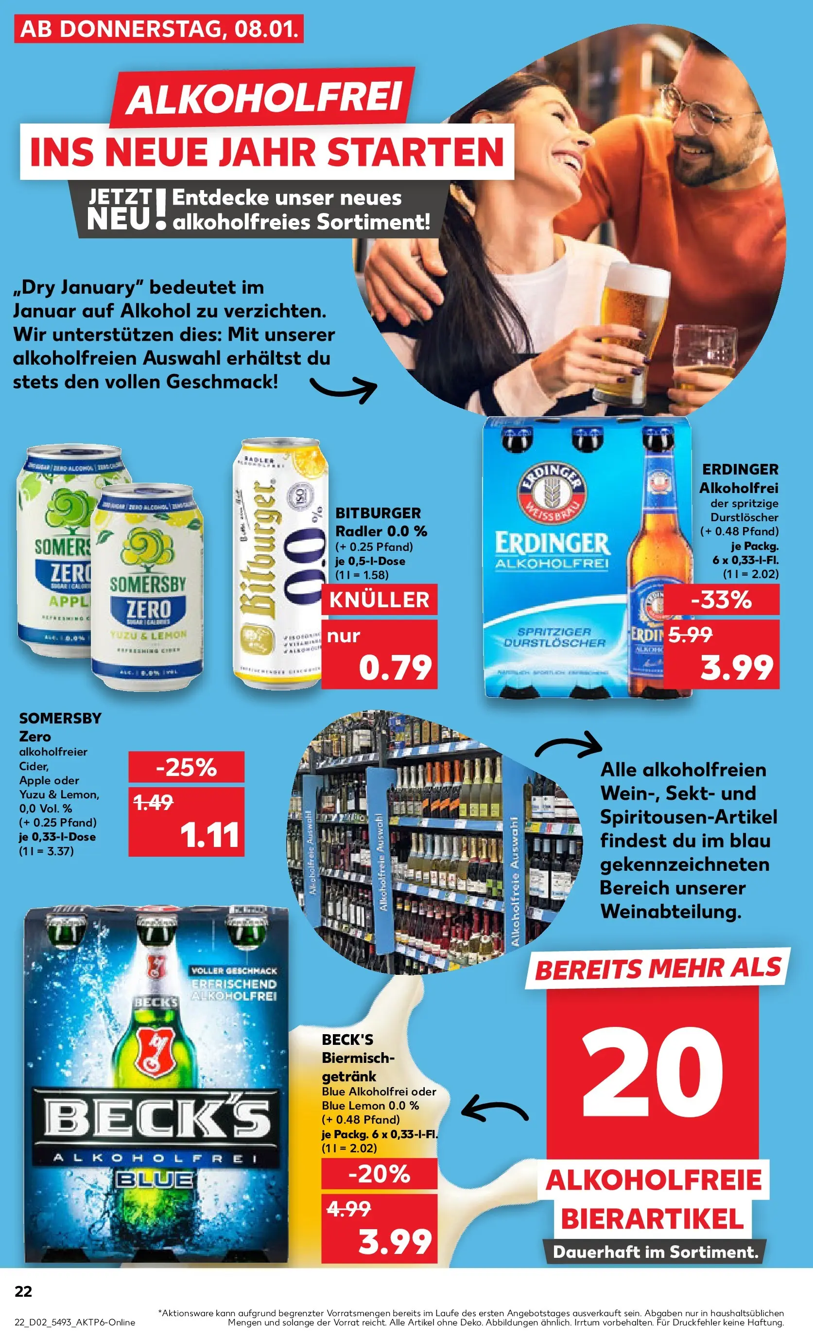 Prospekt Kaufland ab 08.01.2026 » Angebote Online zum Blättern | Seite: 22 | Produkte: Bitburger, Durstloscher, Erdinger, Apple