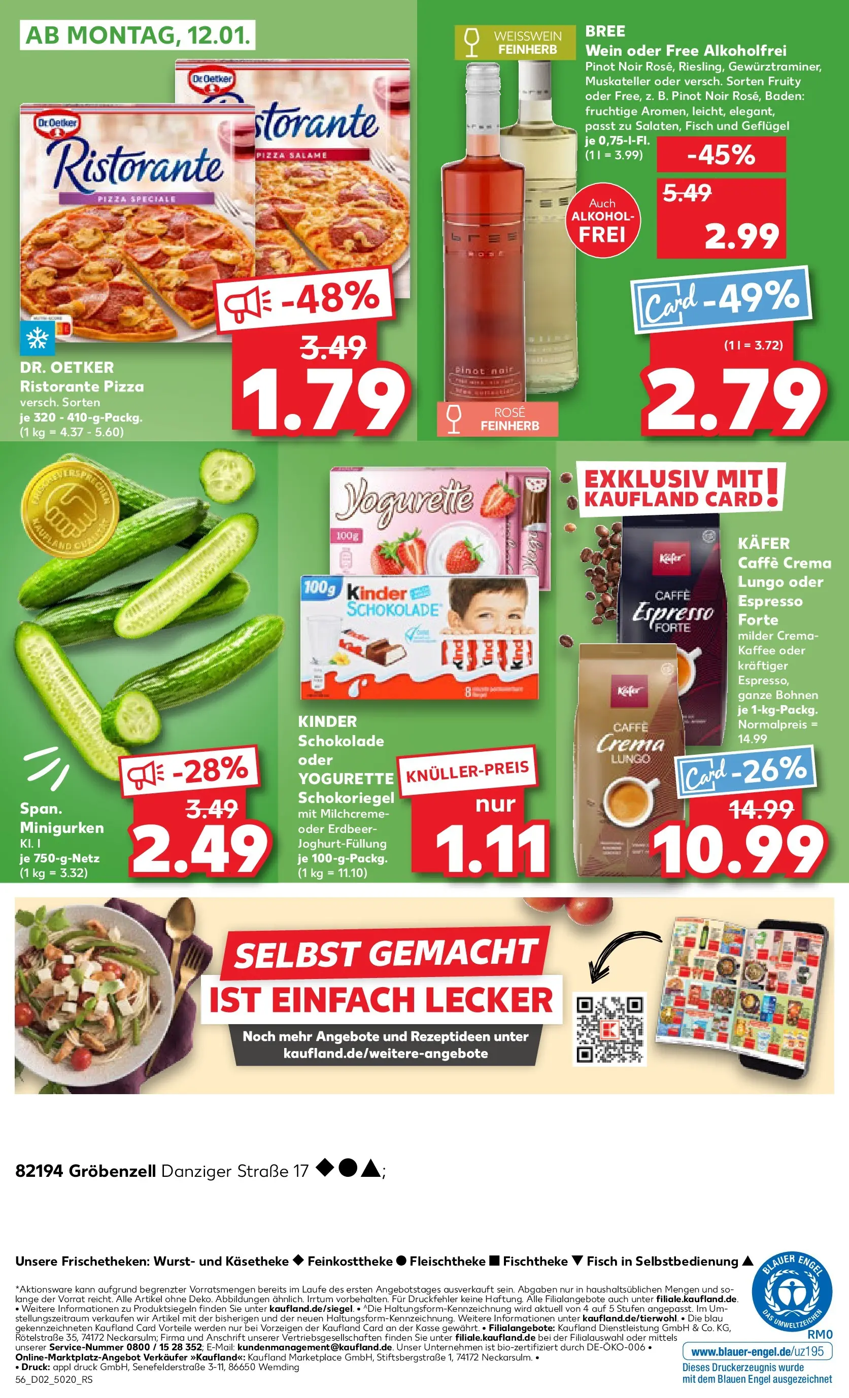 Prospekt Kaufland ab 08.01.2026 » Angebote und Werbung Online | Seite: 56 | Produkte: Ristorante, Kinder schokolade, Kaffee, Bree Prospekt Kaufland ab 08.01.2026 » Angebote Online zum Blättern | Seite: 56 | Produkte: Ristorante, Kinder schokolade, Kaffee, Bree