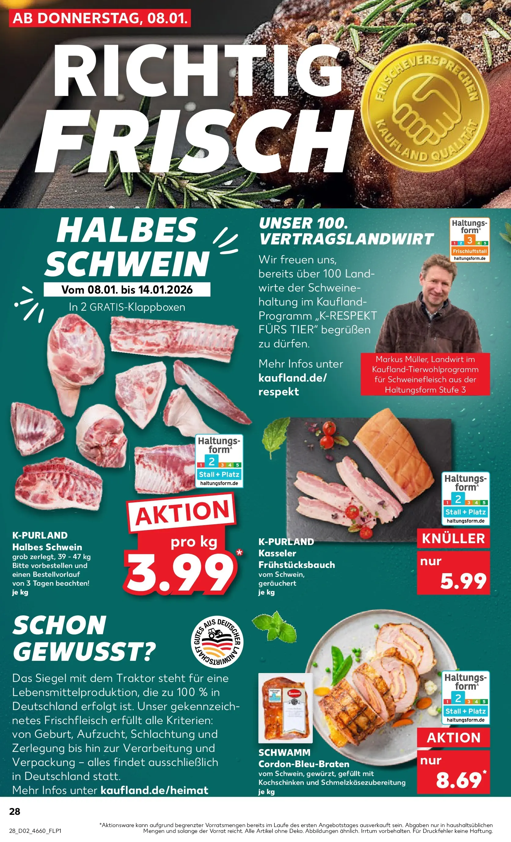 Prospekt Kaufland ab 08.01.2026 » Angebote und Werbung Online | Seite: 28 | Produkte: Schweinefleisch Prospekt Kaufland ab 08.01.2026 » Angebote Online zum Blättern | Seite: 28 | Produkte: Schweinefleisch