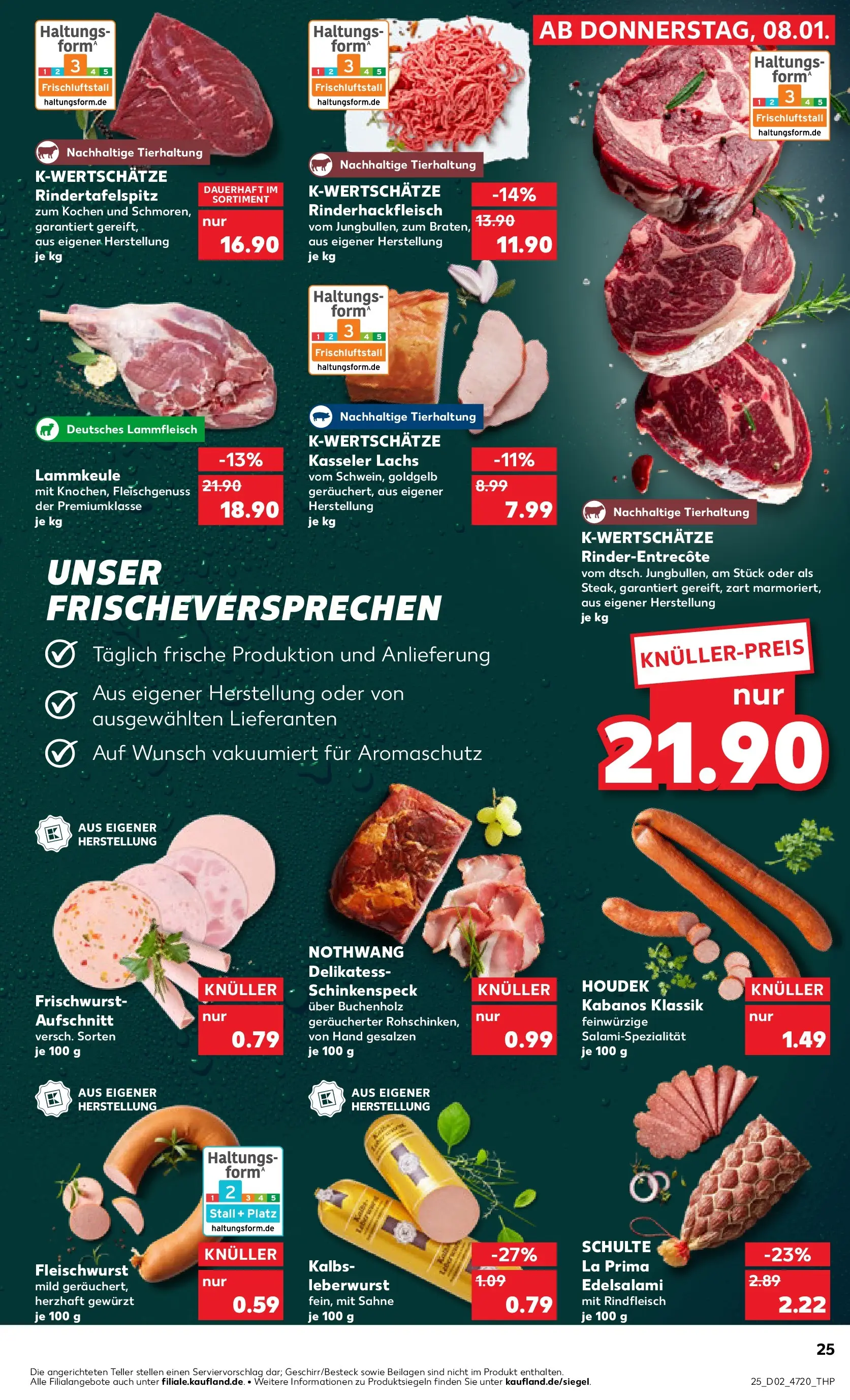 Prospekt Kaufland ab 08.01.2026 » Angebote und Werbung Online | Seite: 25 | Produkte: Lammkeule, Lachs, Rindfleisch, Sahne Prospekt Kaufland ab 08.01.2026 » Angebote Online zum Blättern | Seite: 25 | Produkte: Lammkeule, Lachs, Rindfleisch, Sahne