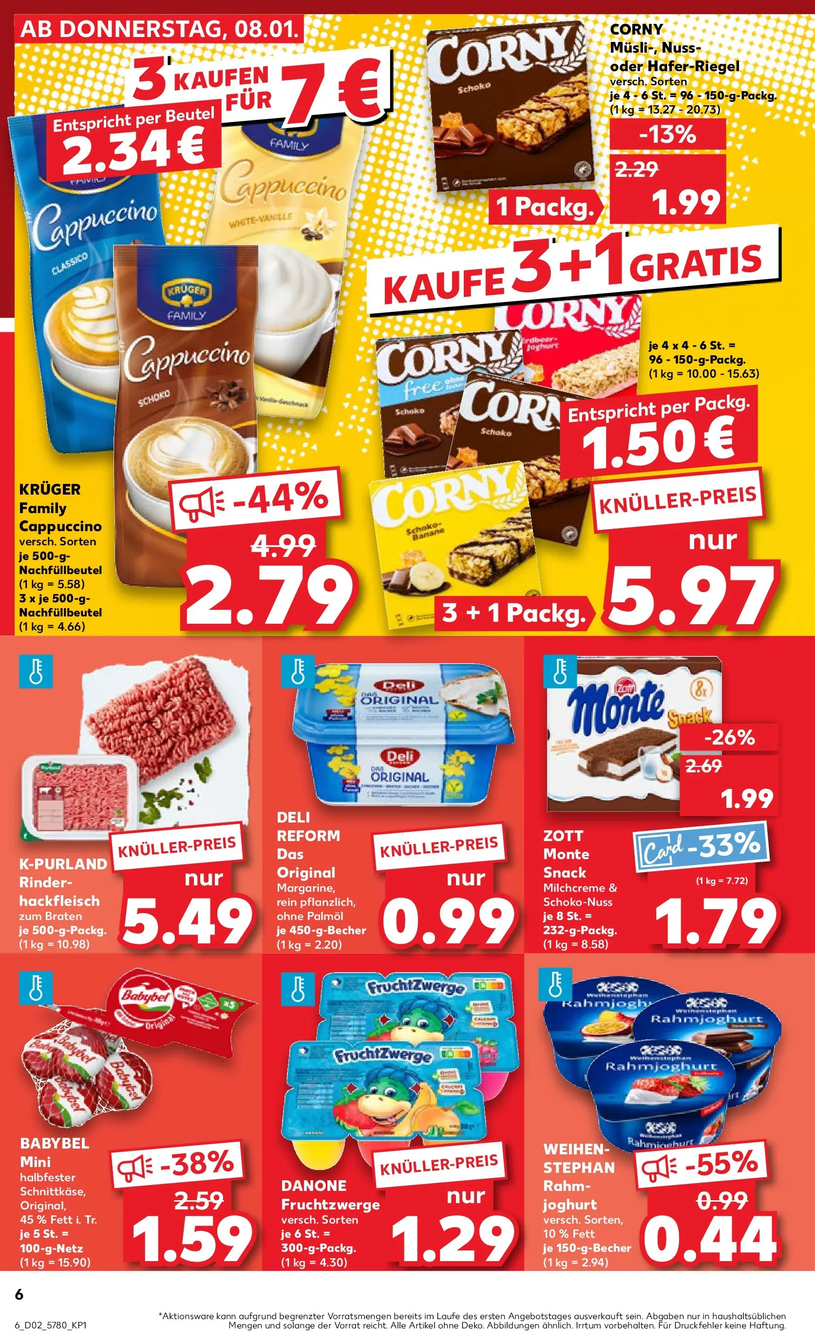 Prospekt Kaufland ab 08.01.2026 » Angebote Online zum Blättern | Seite: 6 | Produkte: Margarine, Joghurt, Fruchtzwerge, Babybel