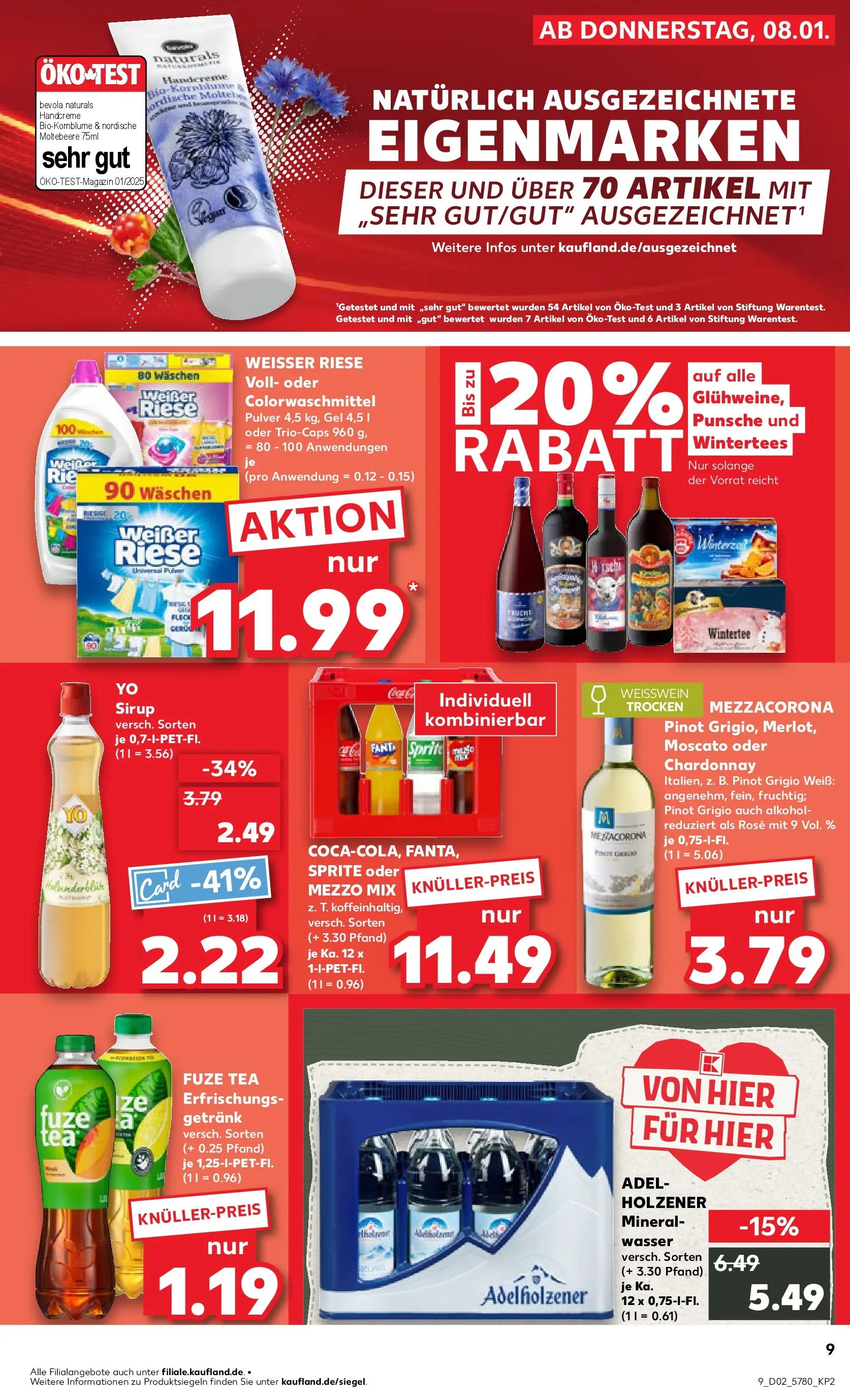 Prospekt Kaufland ab 08.01.2026 » Angebote Online zum Blättern | Seite: 9 | Produkte: Mezzo mix, Fanta, Sprite, Weißwein
