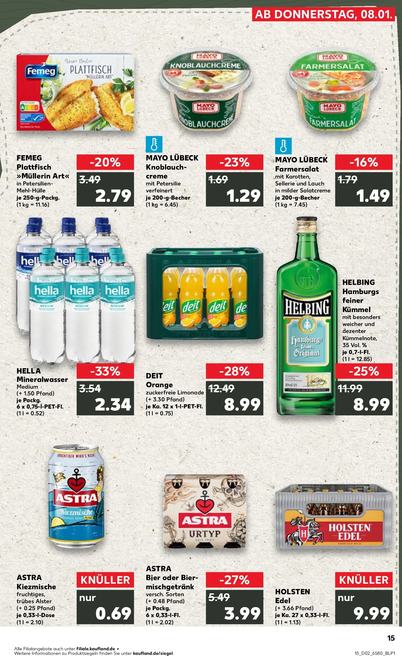 Prospekt Kaufland ab 08.01.2026 » Angebote und Werbung Online | Seite: 15 | Produkte: Bier, Astra, Limonade, Mineralwasser Prospekt Kaufland ab 08.01.2026 » Angebote Online zum Blättern | Seite: 15 | Produkte: Bier, Astra, Limonade, Mineralwasser