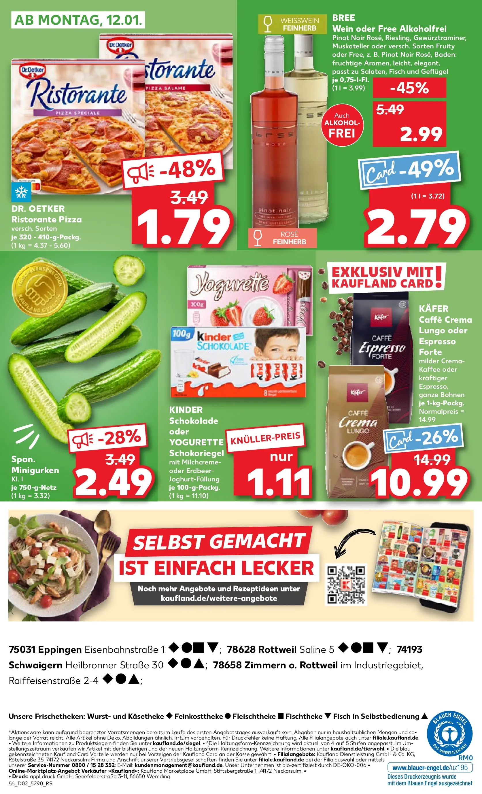 Prospekt Kaufland ab 08.01.2026 » Angebote und Werbung Online | Seite: 56 | Produkte: Ristorante, Kinder schokolade, Kaffee, Bree Prospekt Kaufland ab 08.01.2026 » Angebote Online zum Blättern | Seite: 56 | Produkte: Ristorante, Kinder schokolade, Kaffee, Bree