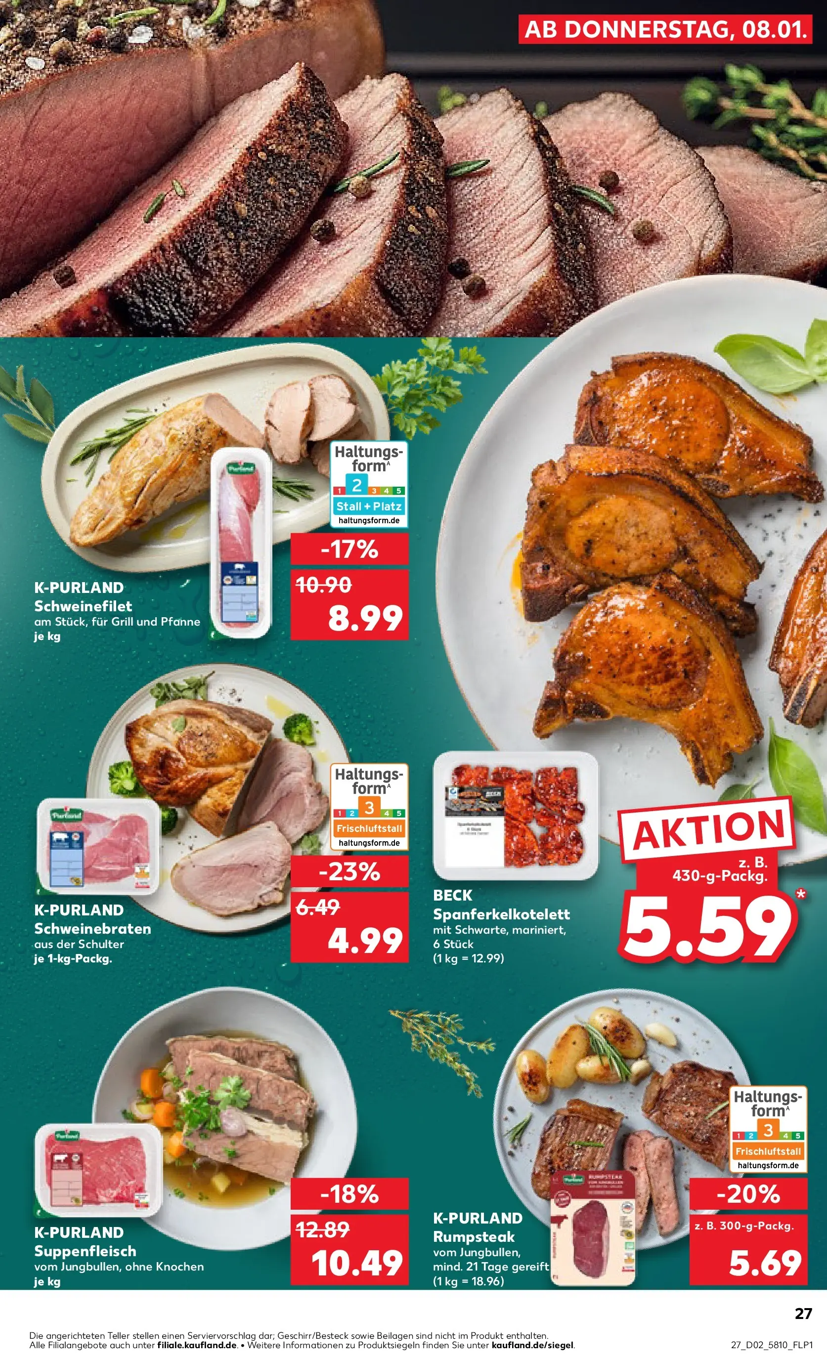 Prospekt Kaufland ab 08.01.2026 » Angebote Online zum Blättern | Seite: 27 | Produkte: Grill, Schweinefilet, Suppenfleisch, Steak