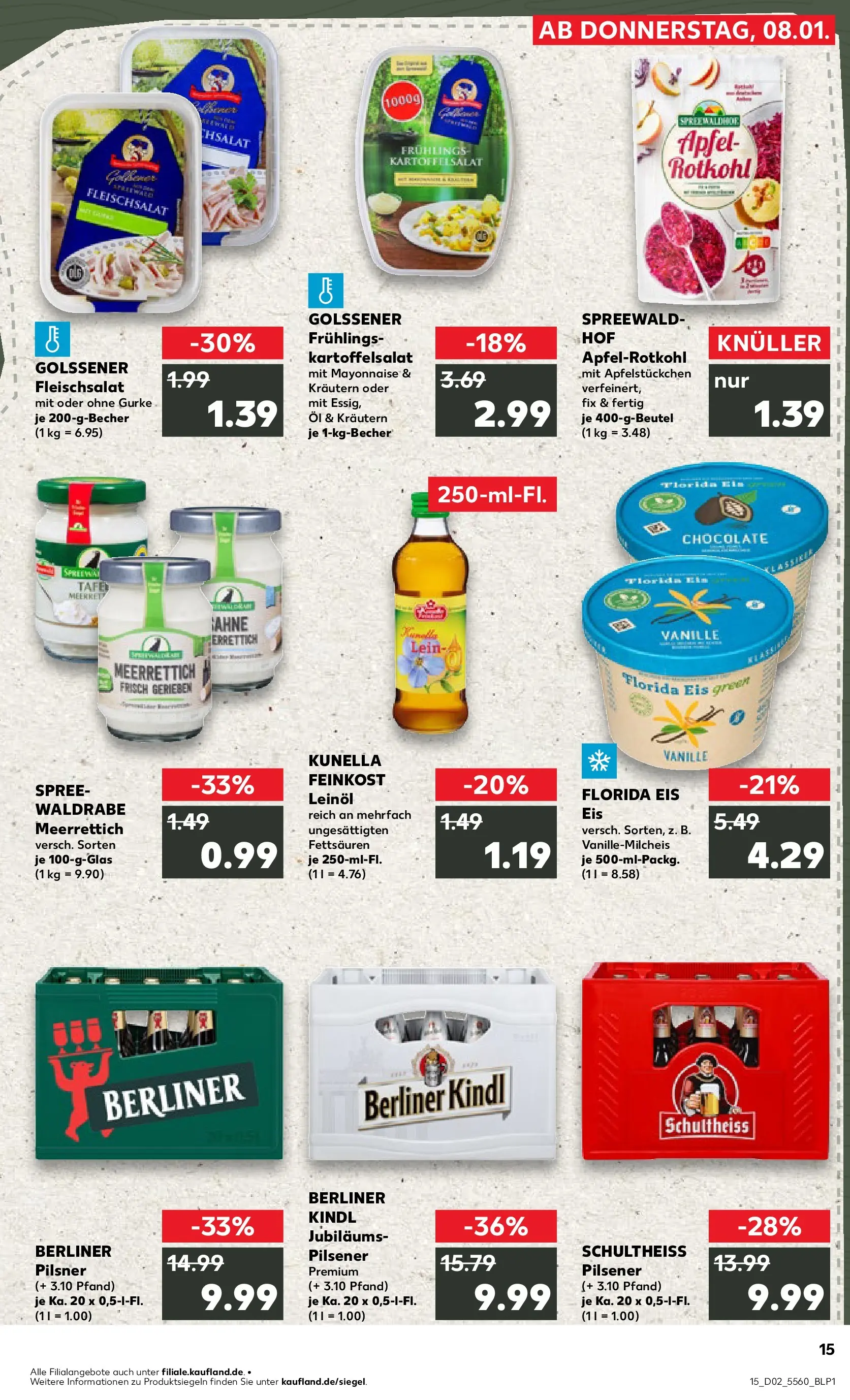 Prospekt Kaufland ab 08.01.2026 » Angebote und Werbung Online | Seite: 15 | Produkte: Leinöl, Apple, Mayonnaise, Berliner pilsner Prospekt Kaufland ab 08.01.2026 » Angebote Online zum Blättern | Seite: 15 | Produkte: Leinöl, Apple, Mayonnaise, Berliner pilsner