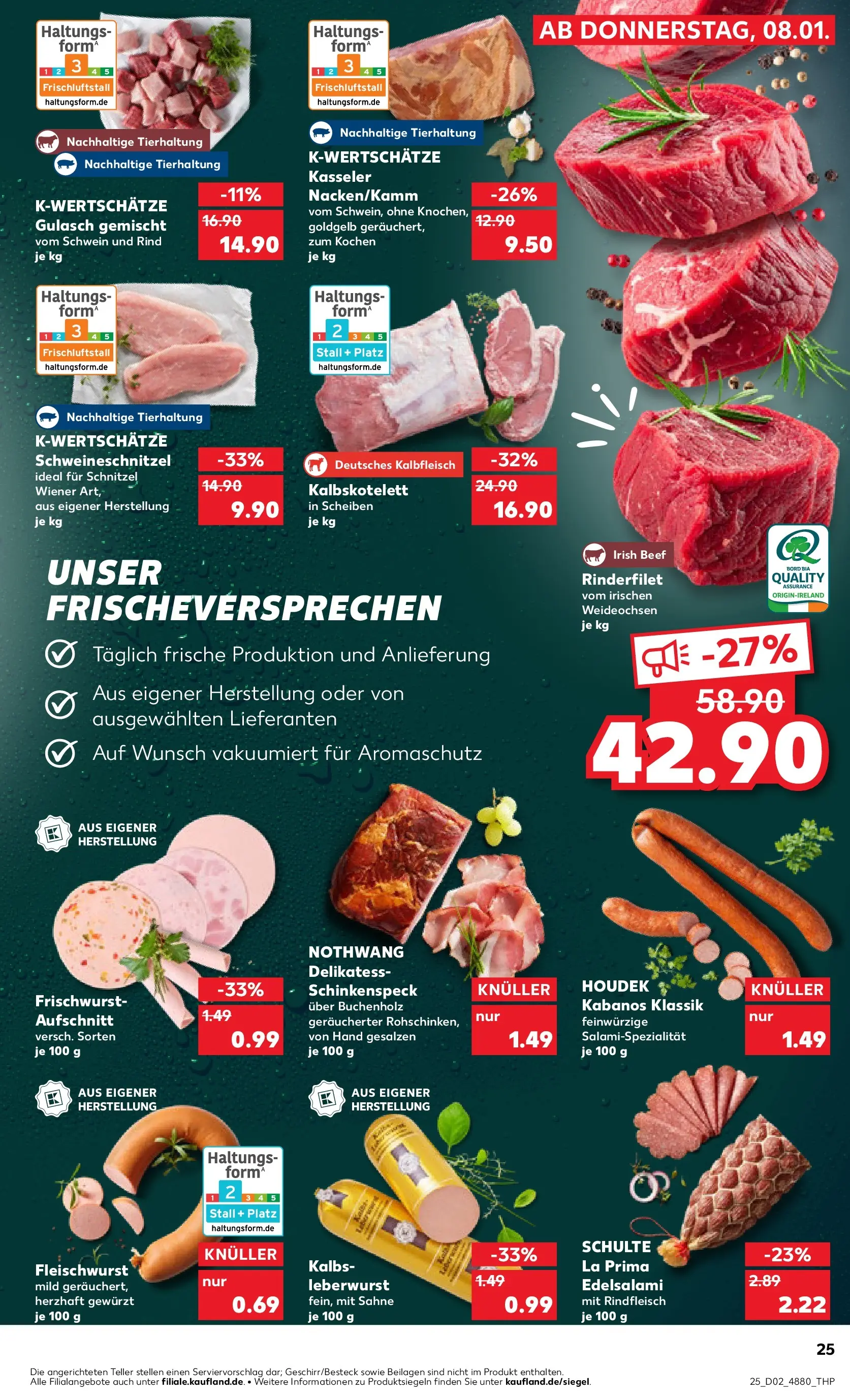 Prospekt Kaufland ab 08.01.2026 » Angebote Online zum Blättern | Seite: 25 | Produkte: Rinderfilet, Gulasch, Rindfleisch, Sahne